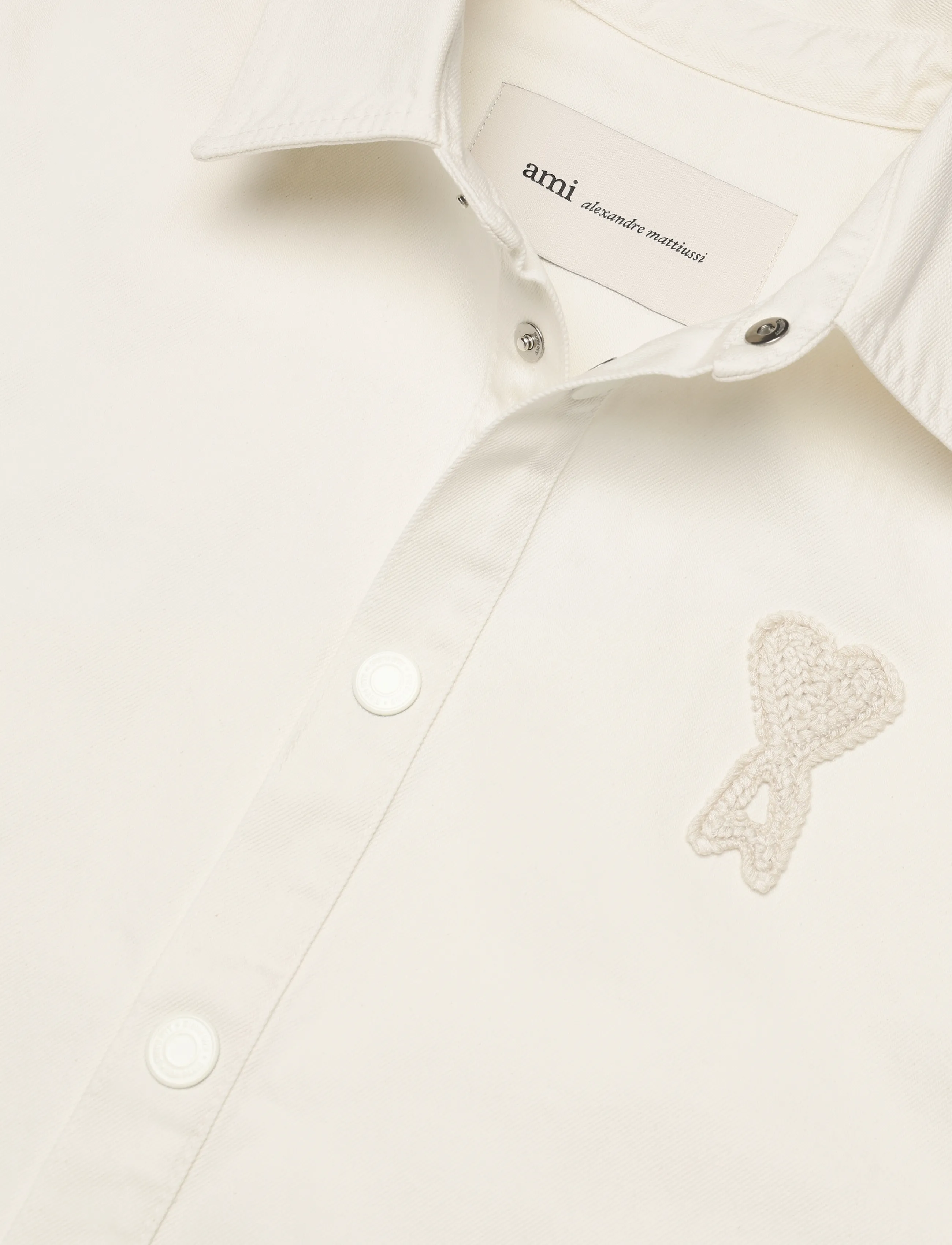 AMI - Ami De Coeur Crochet Patch Overshirt - white - 2