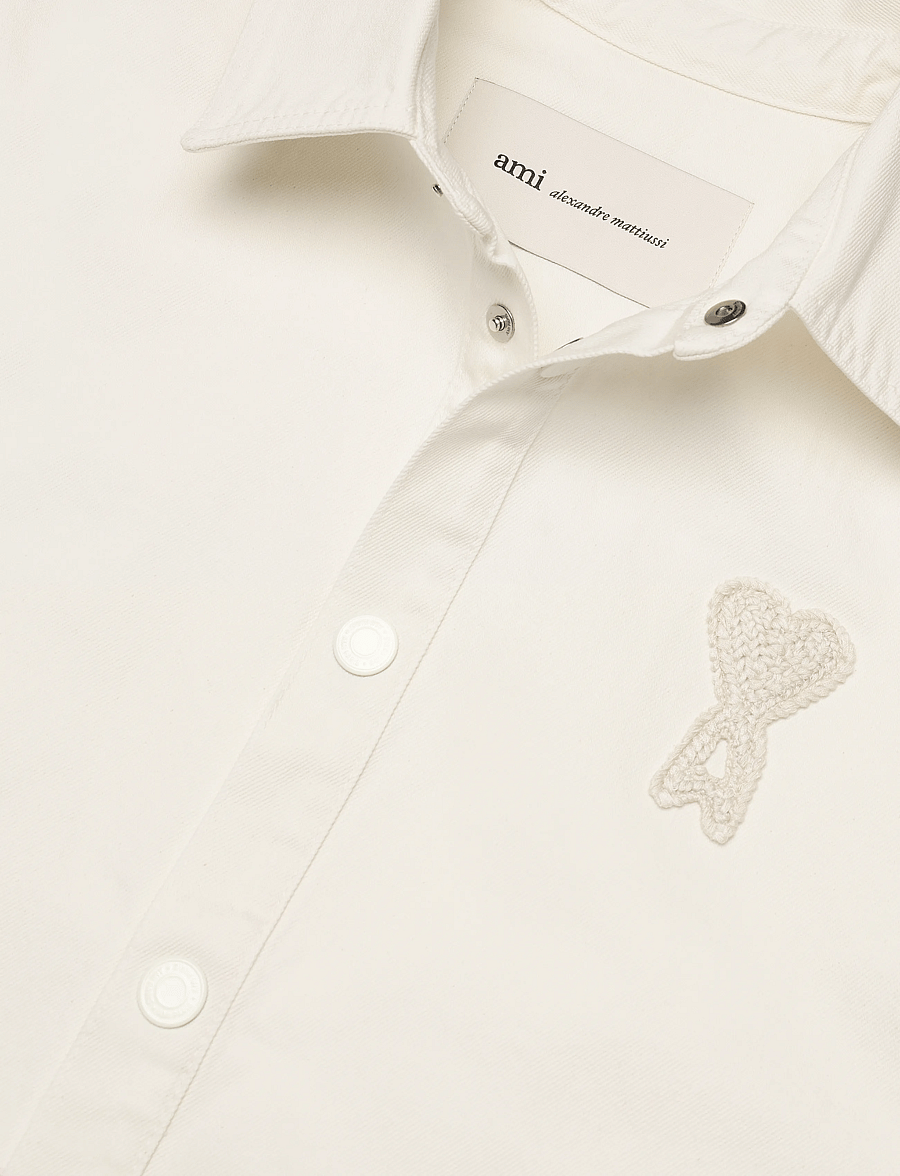 AMI - Ami De Coeur Crochet Patch Overshirt - casual skjorter - white - 2