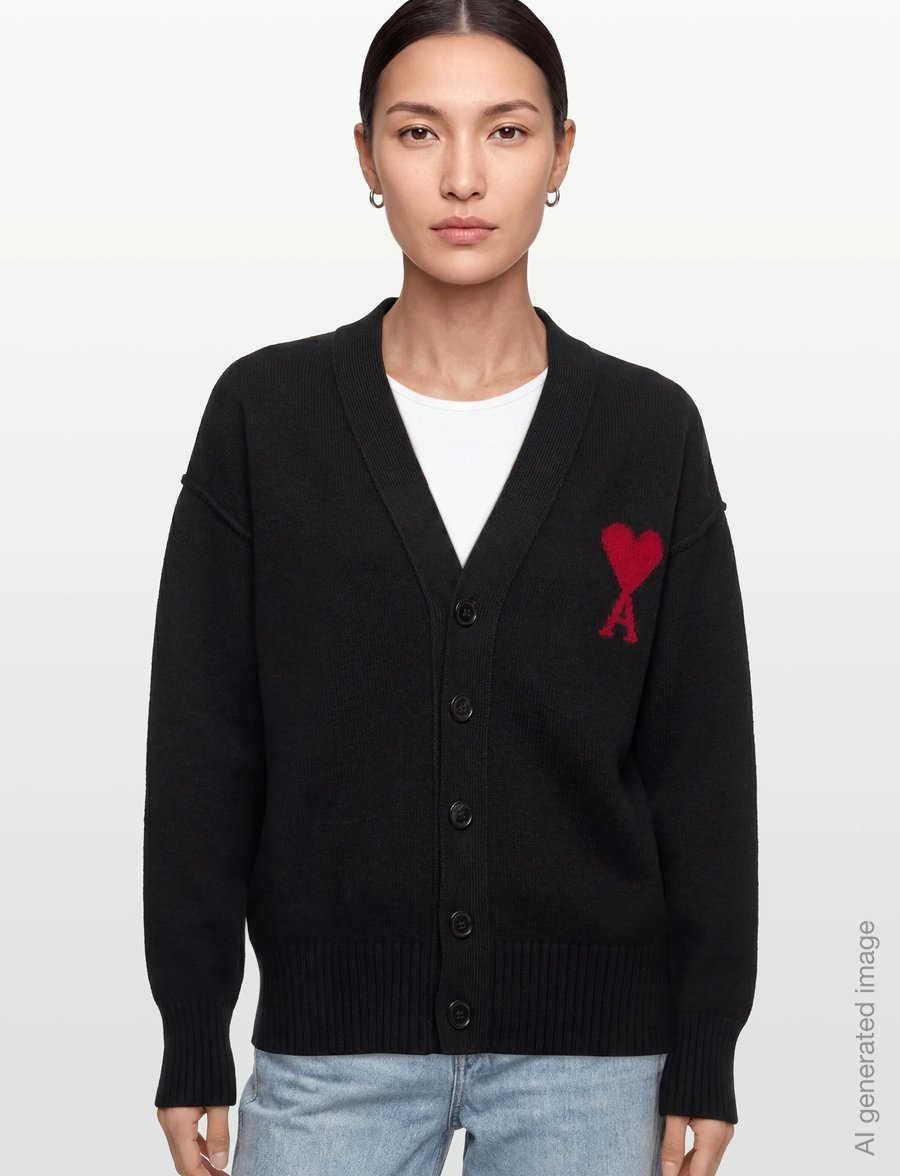 AMI - Ami De Coeur Cardigan - cardigans - black - 3