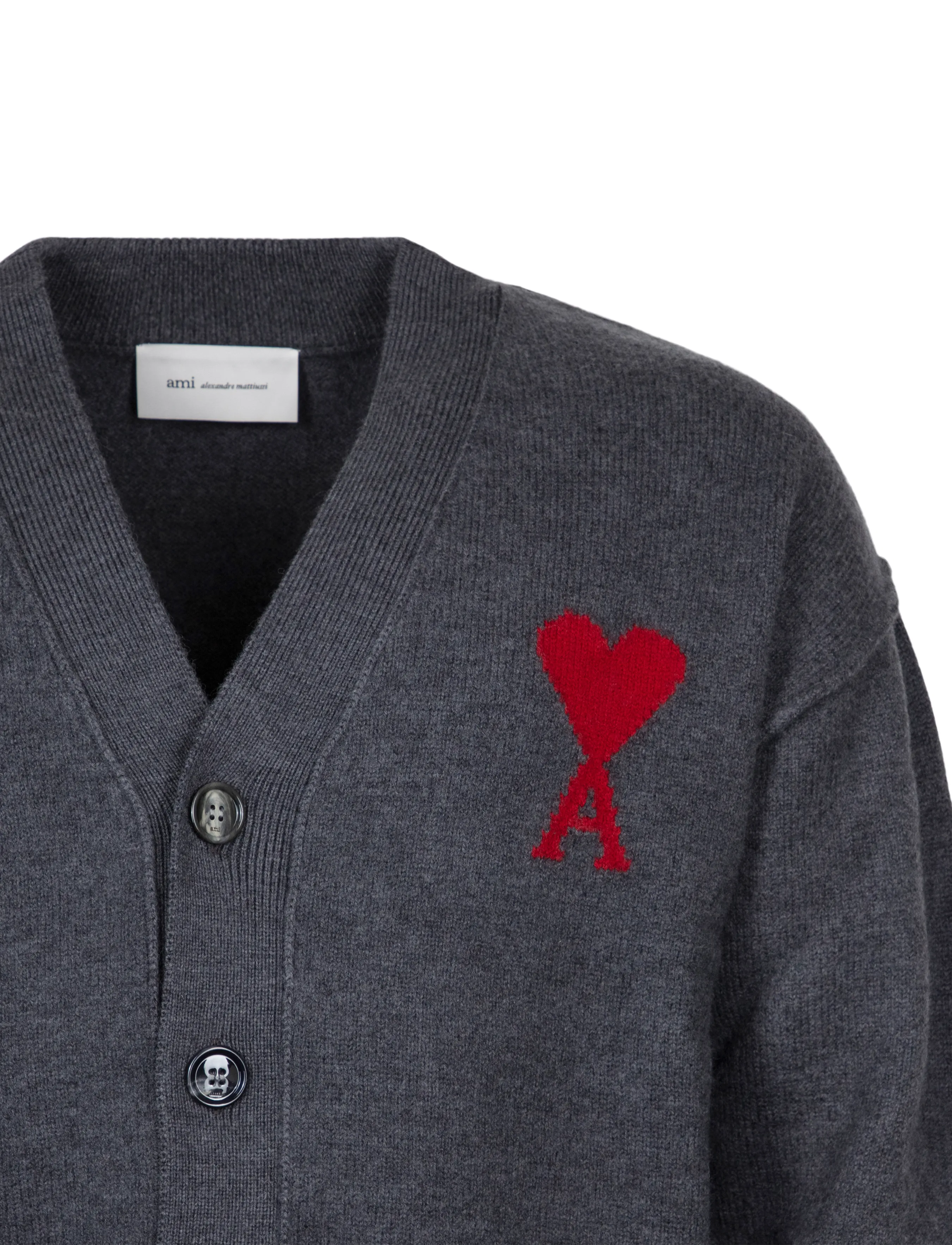AMI - Ami De Coeur Cardigan - cardigans - grey - 2