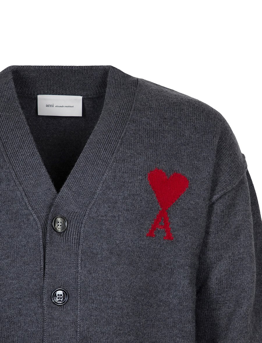 AMI - Ami De Coeur Cardigan - cardigans - grey - 2