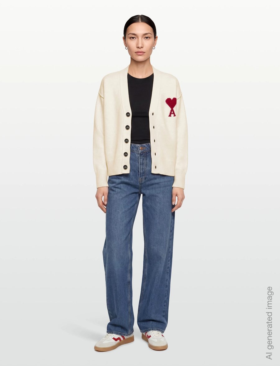 AMI - Ami De Coeur Cardigan - cardigans - white - 0