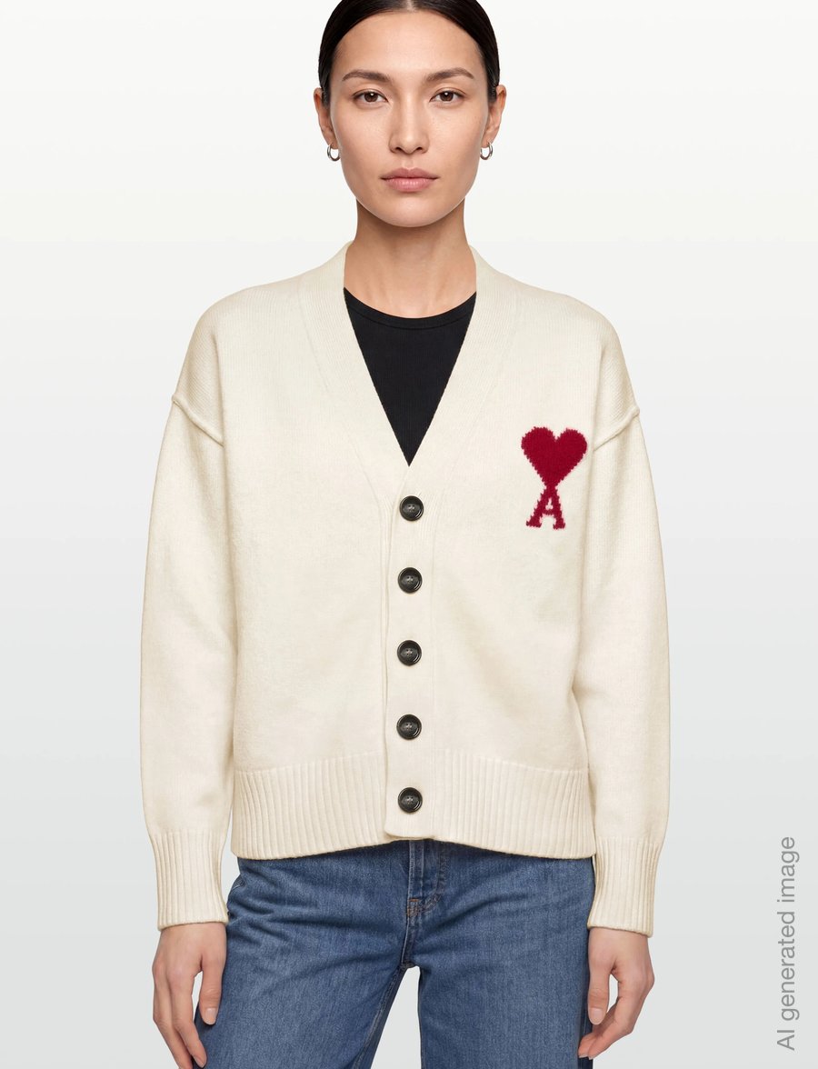 AMI - Ami De Coeur Cardigan - cardigans - white - 3