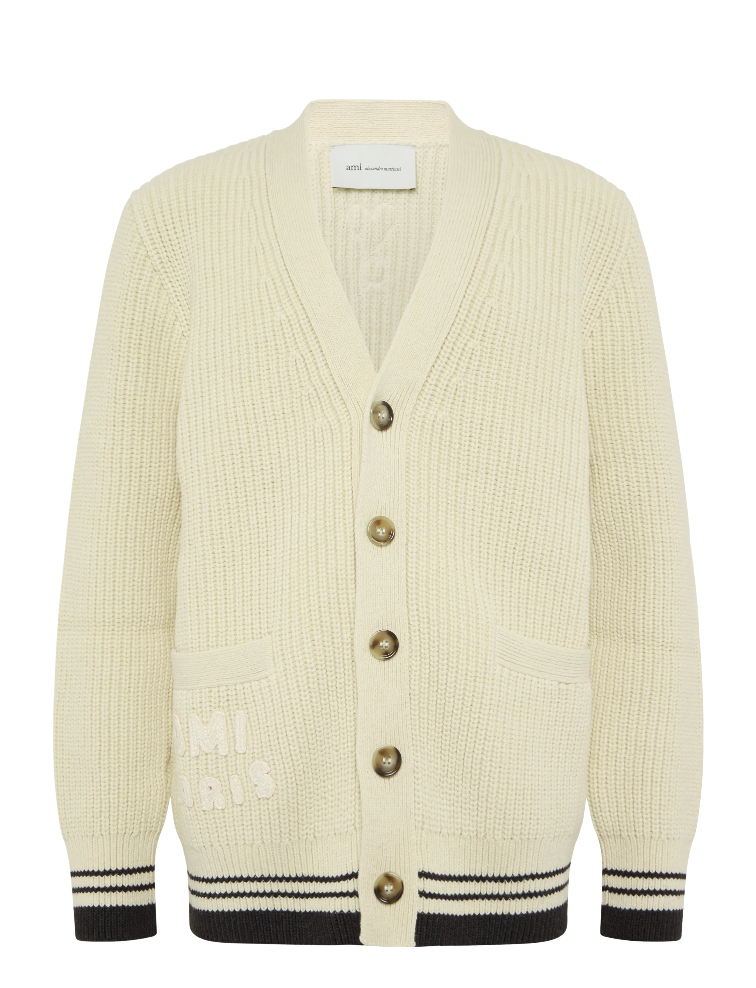 AMI Mens Knitted Cardigan - Tänavastiil - BEIGE / beige