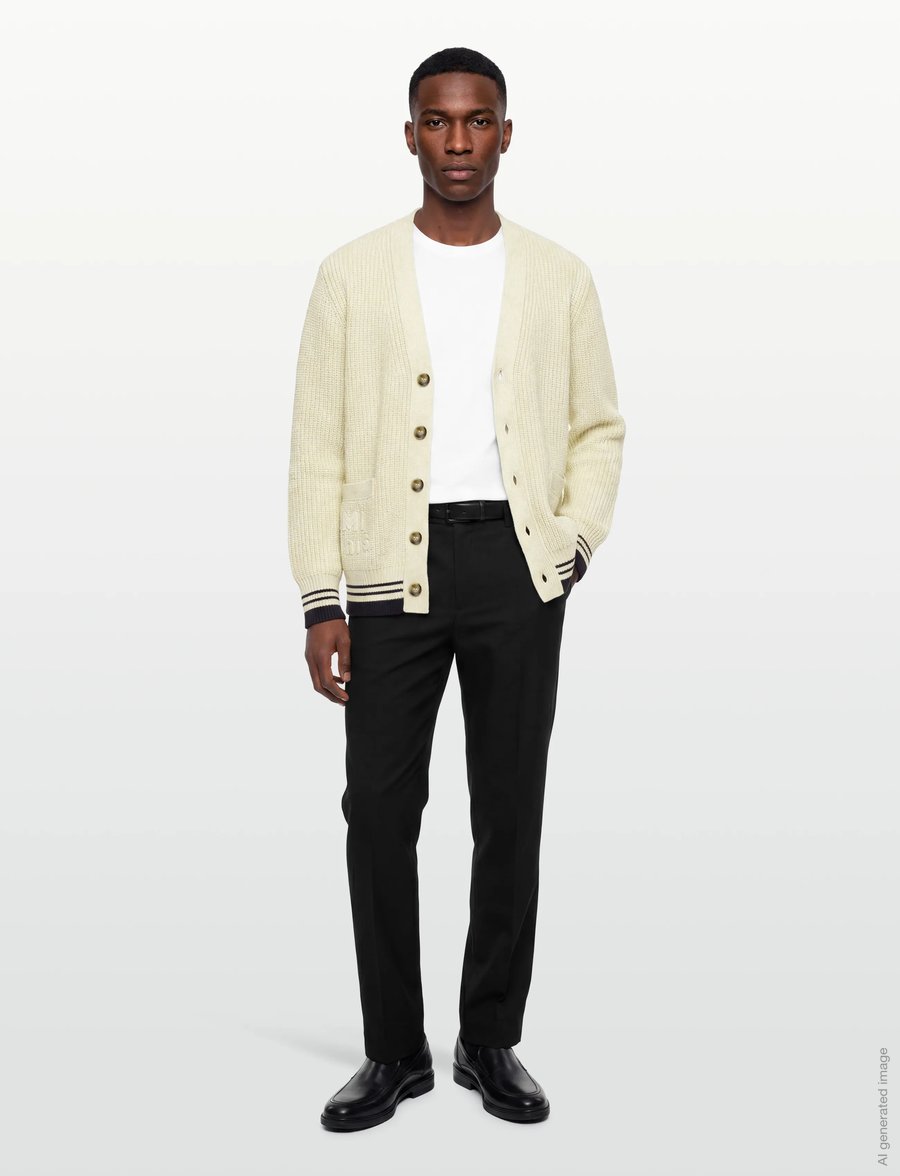 AMI - Mens Knitted Cardigan - strickjacken - beige - 0