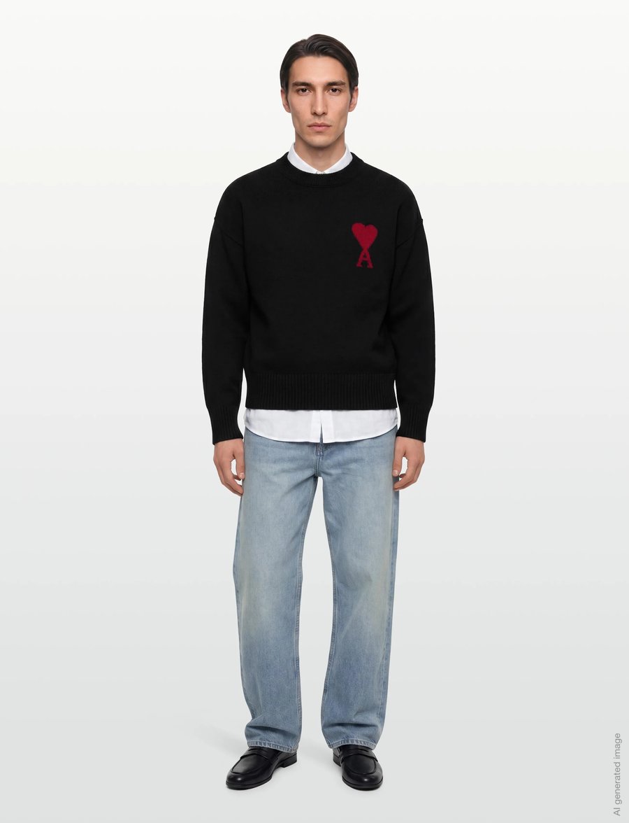 AMI - Ami De Coeur Sweatshirt - rundhals - black - 0