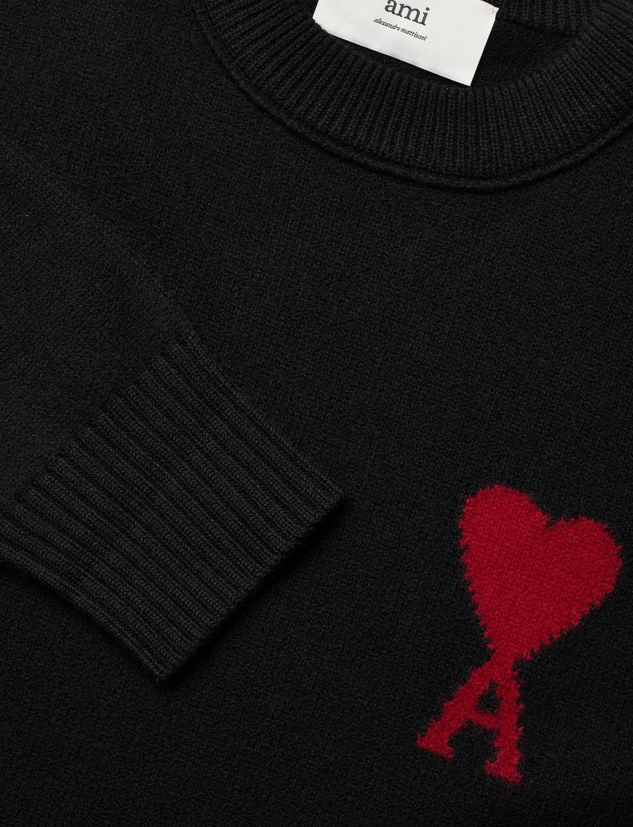 AMI - Ami De Coeur Sweatshirt - okrągły dekolt - black - 2
