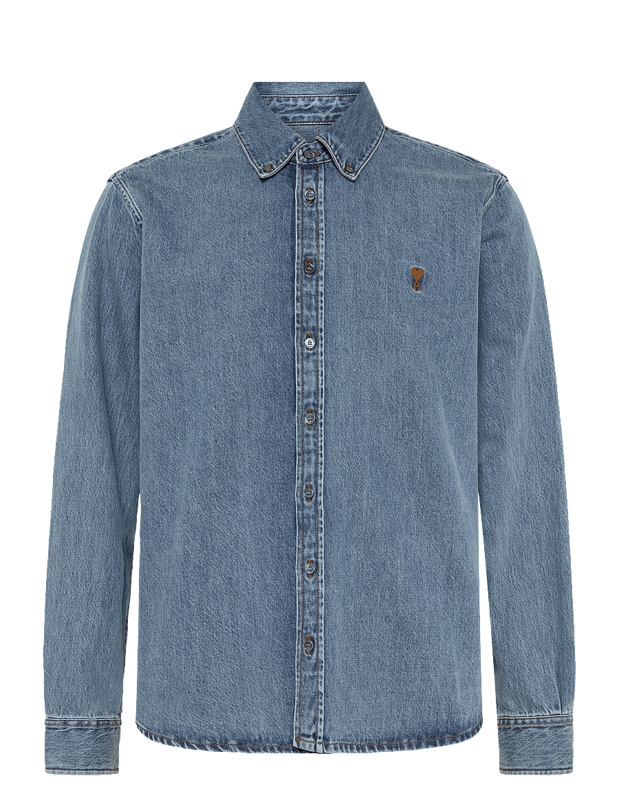 AMI - Ami De Coeur Denim Shirt - jeansskjortor - blue - 0