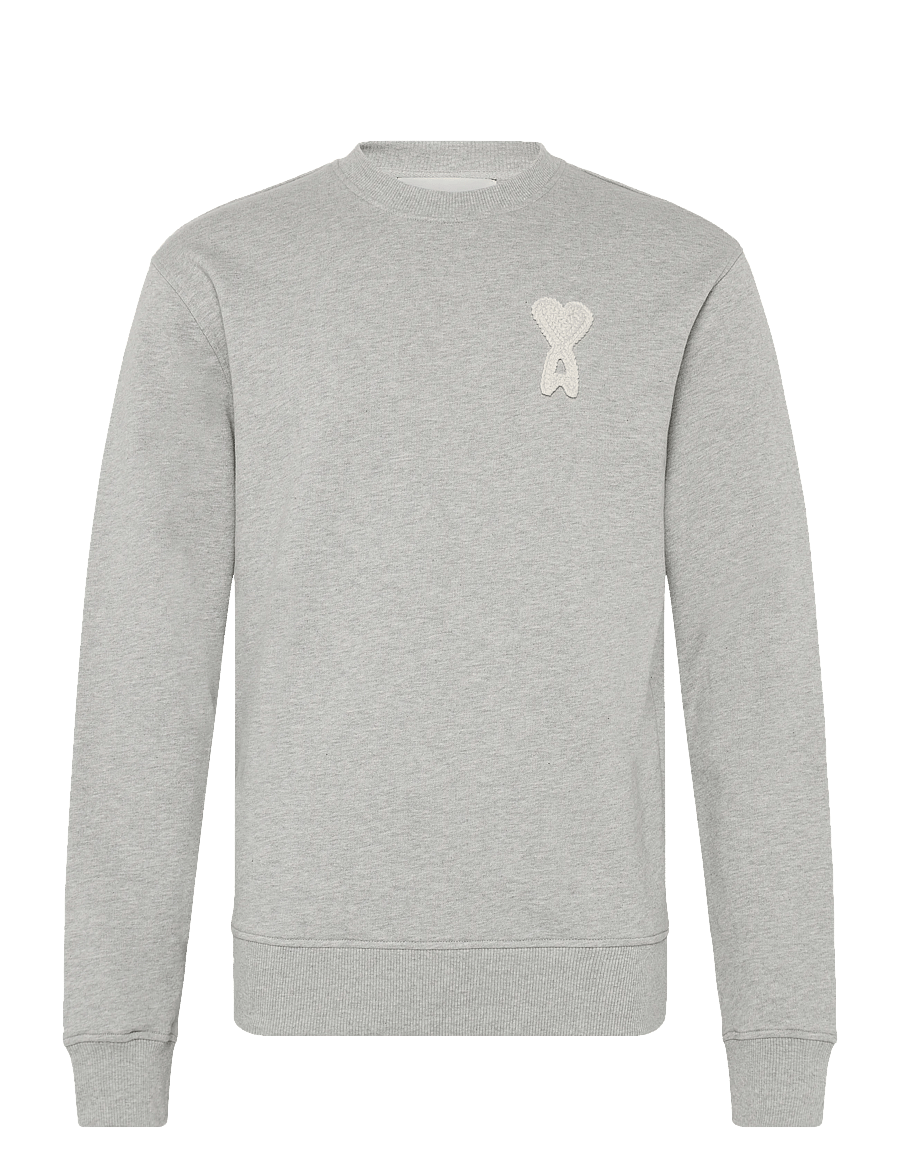 AMI - Ami De Coeur Crochet Patch Sweatshirt - sweatshirts - grey - 1