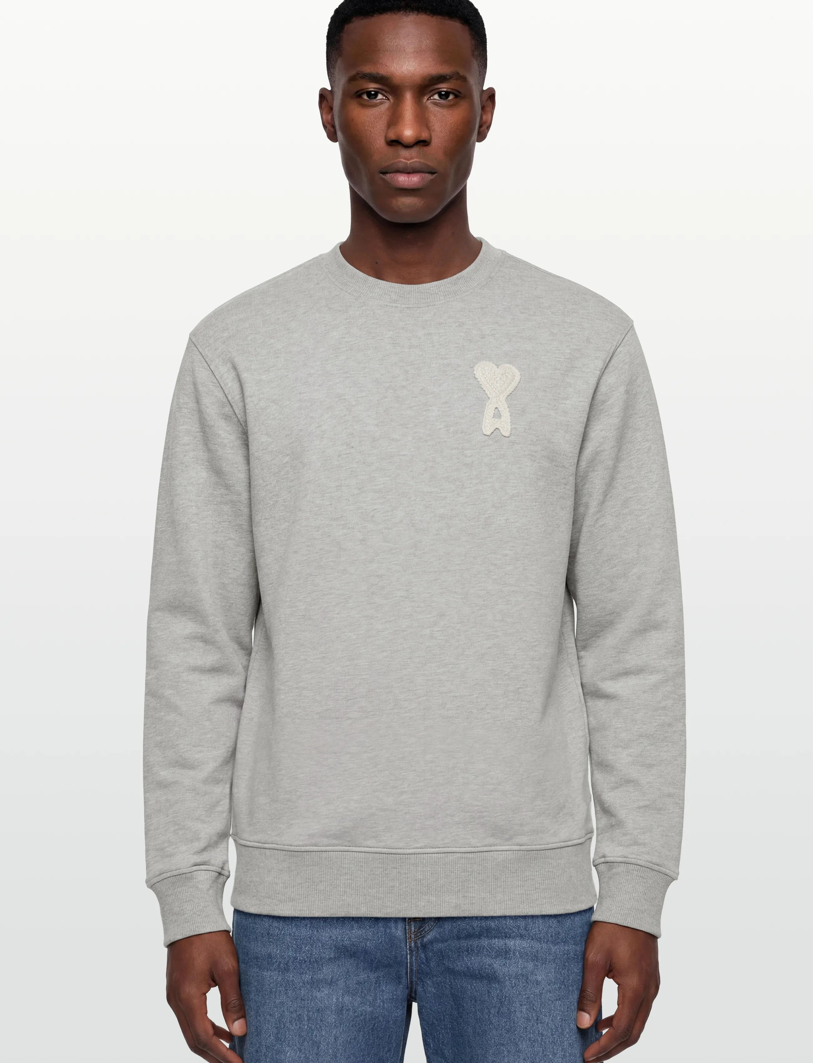 AMI - Ami De Coeur Crochet Patch Sweatshirt - grey - 3