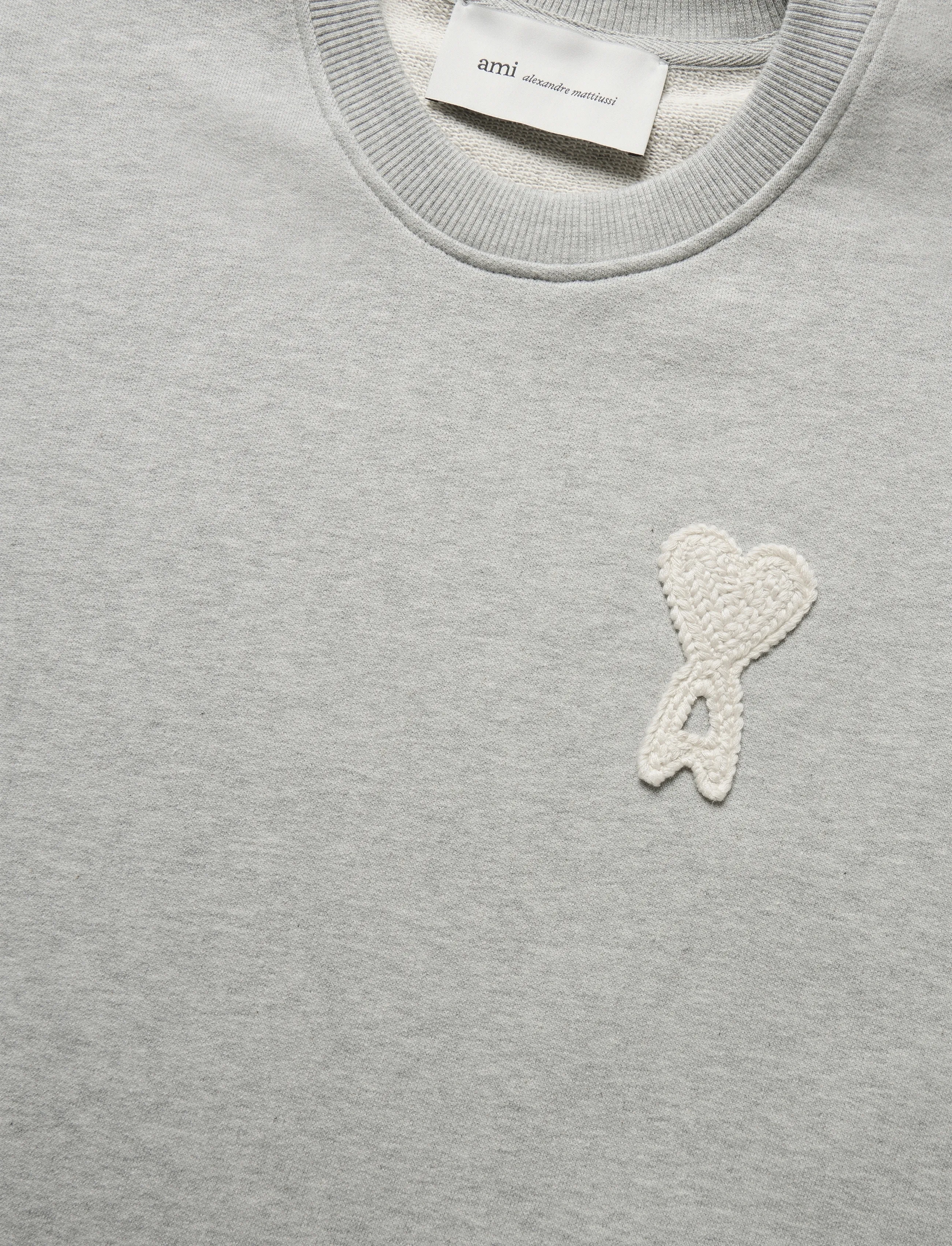 AMI - Ami De Coeur Crochet Patch Sweatshirt - grey - 5