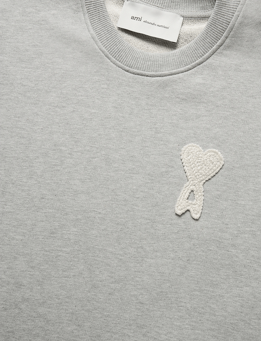 AMI - Ami De Coeur Crochet Patch Sweatshirt - sweatshirts - grey - 5