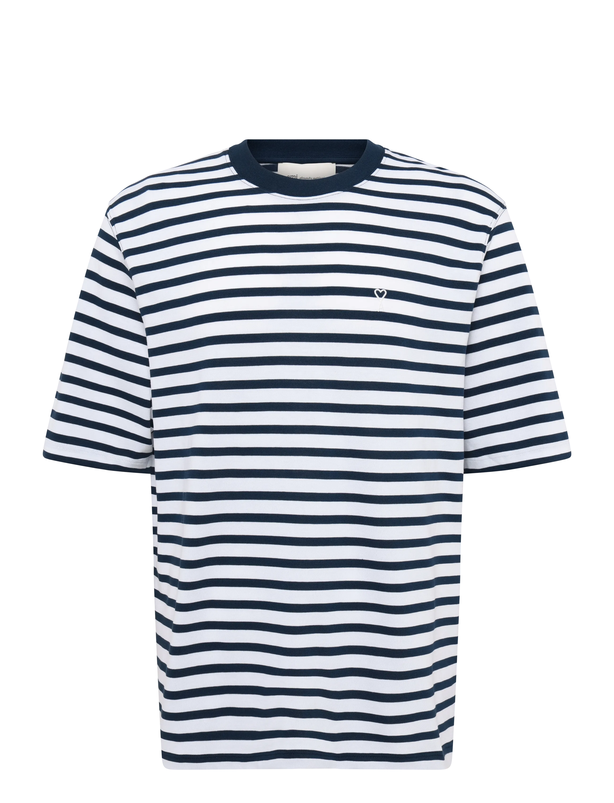 AMI Striped T Shirt Mariniere - Kläder - BLUE / navy