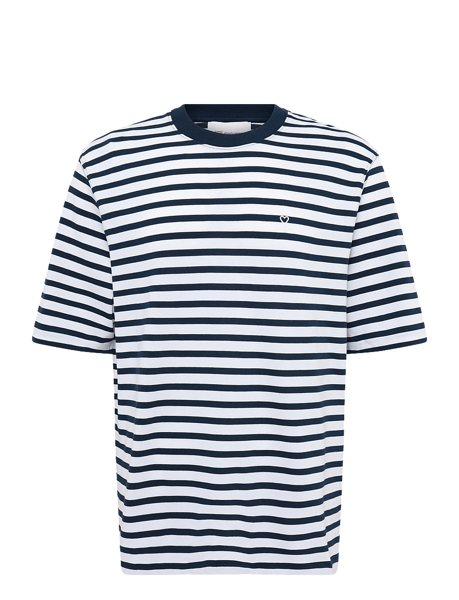 AMI - Striped T Shirt Mariniere - kortärmade t-shirts - blue - 0