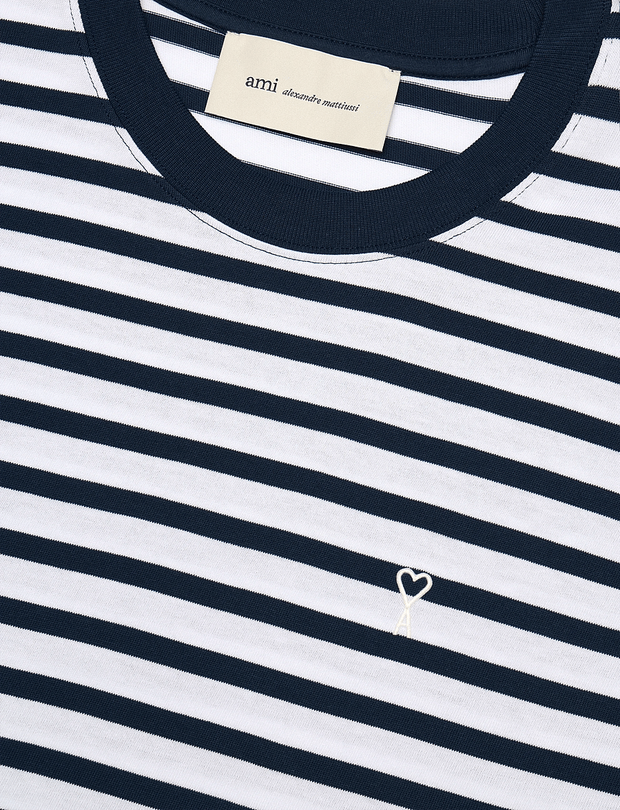 AMI - Striped T Shirt Mariniere - kortärmade t-shirts - blue - 2