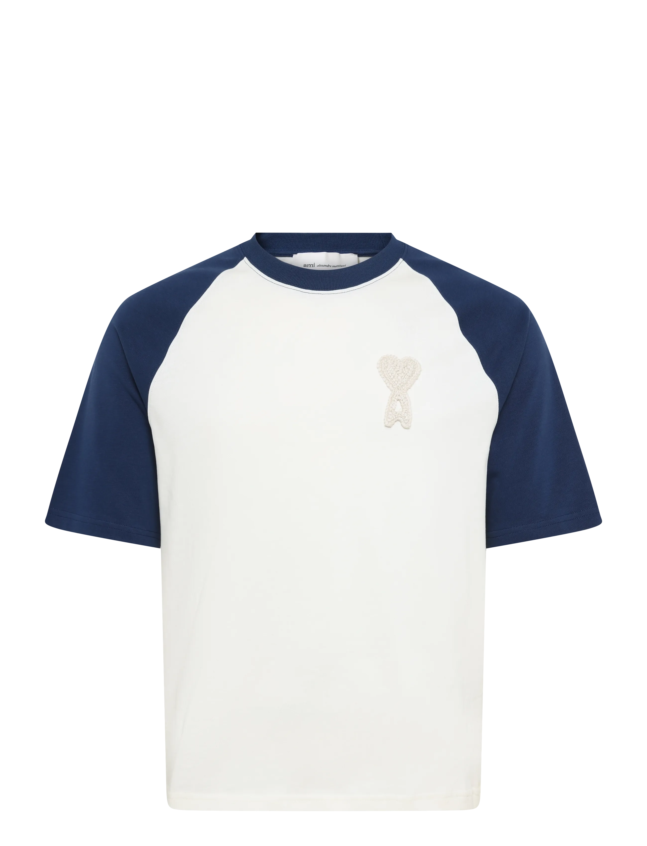 AMI - Ami De Coeur Knitted Patch T Shirt - kortärmade t-shirts - white - 1