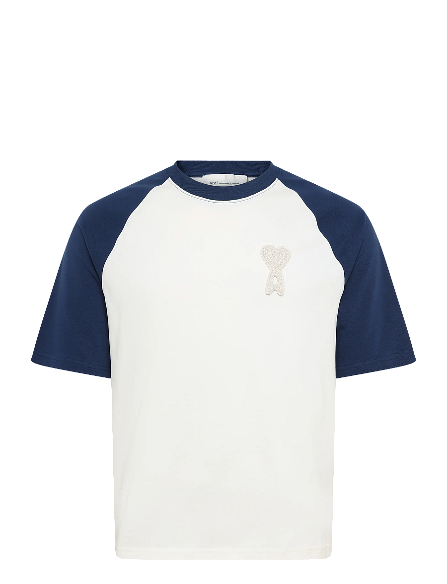 AMI - Ami De Coeur Knitted Patch T Shirt - kortärmade t-shirts - white - 1