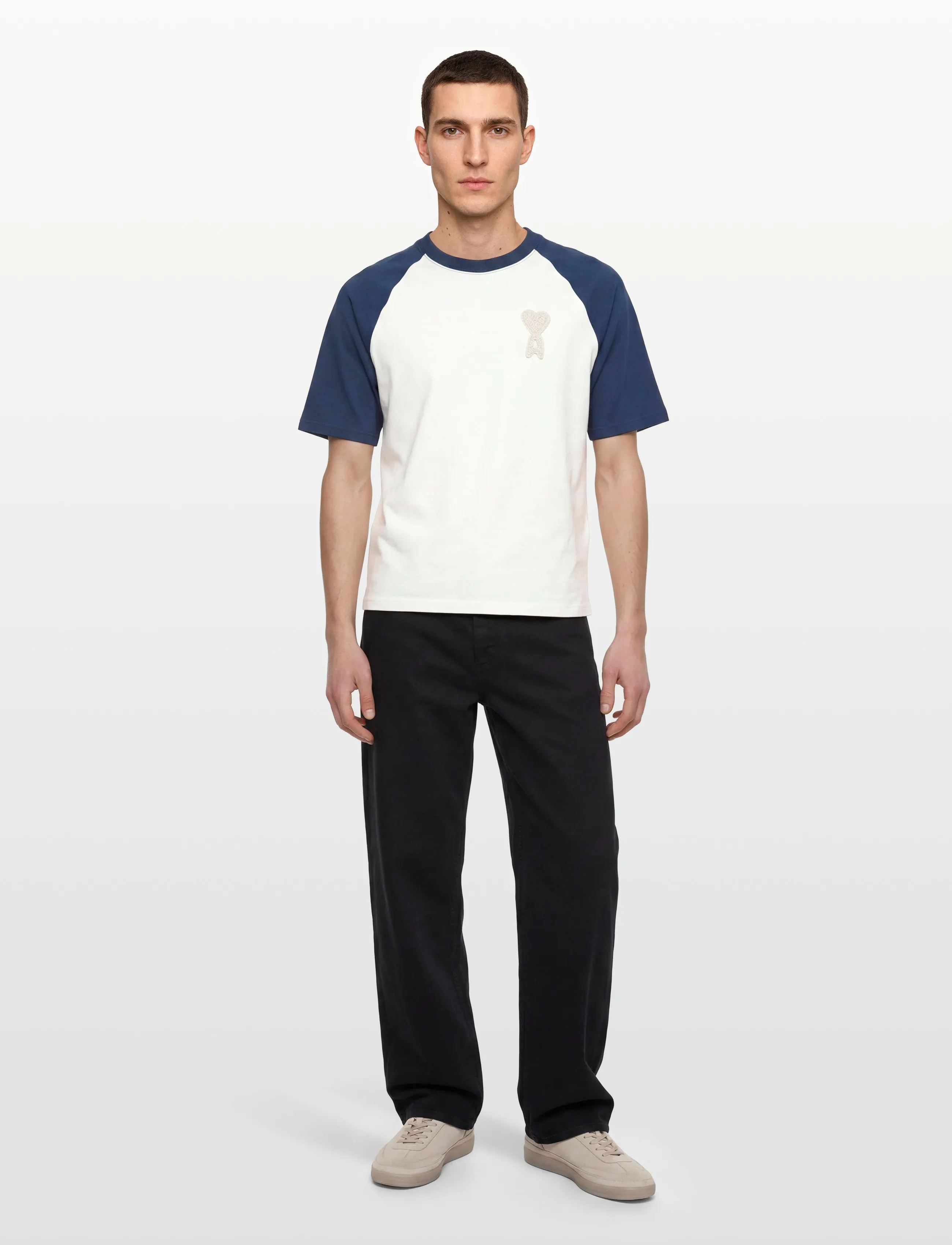 AMI Ami De Coeur Knitted Patch T Shirt - Streetstyle - WHITE / white