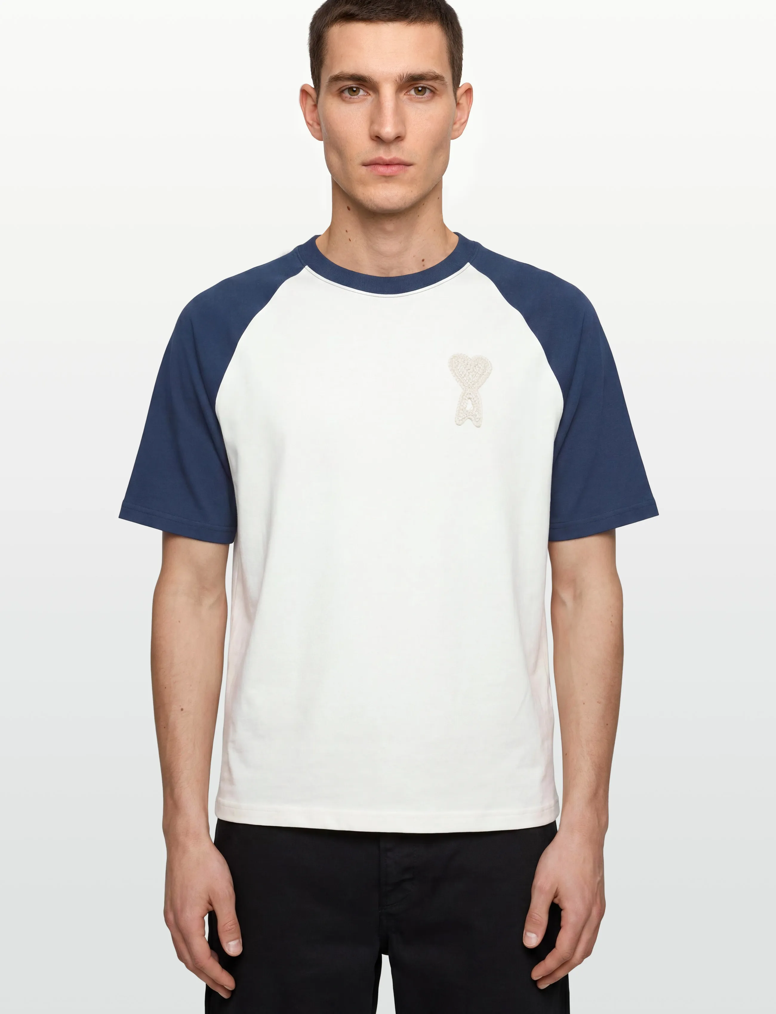 AMI - Ami De Coeur Knitted Patch T Shirt - kortärmade t-shirts - white - 3