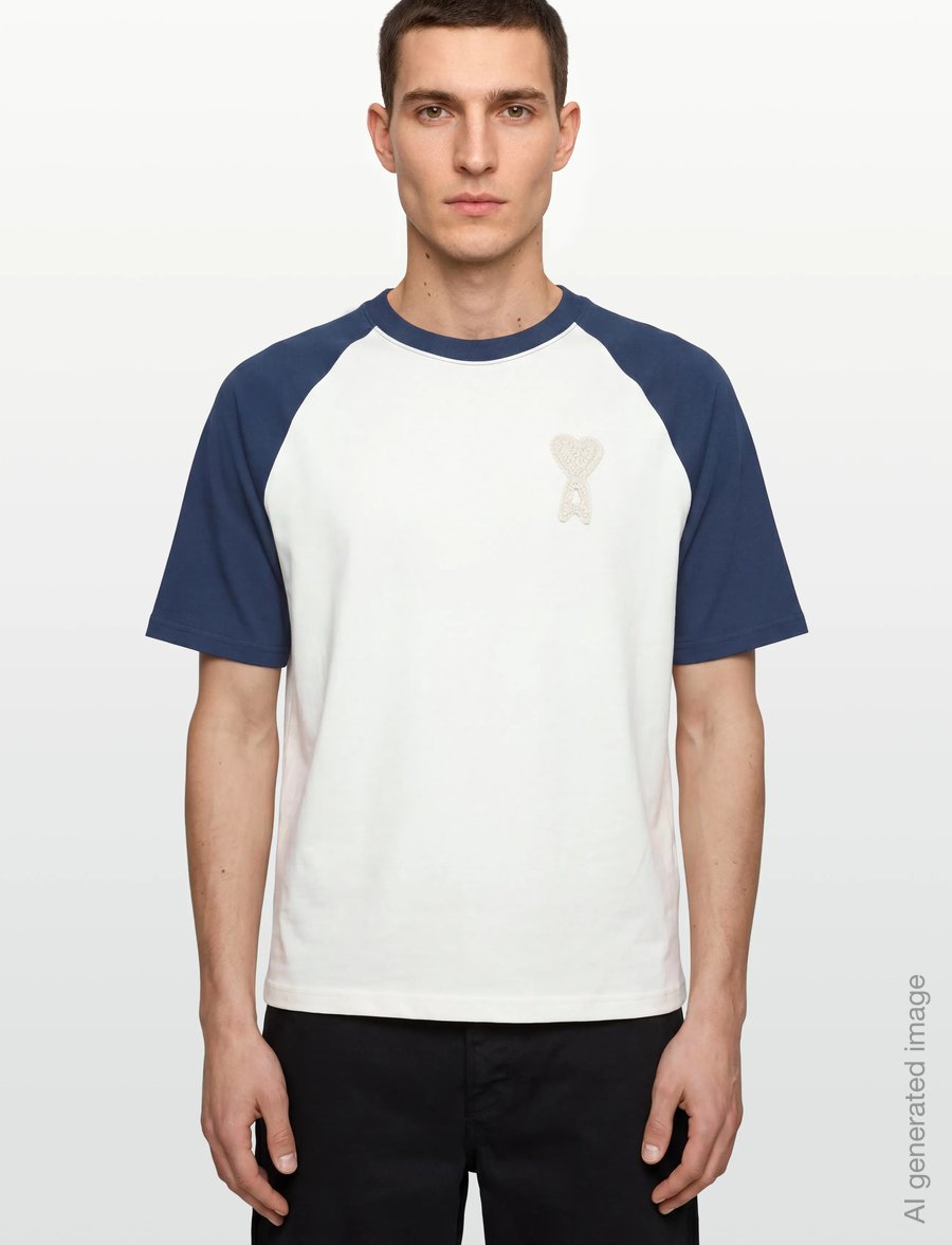 AMI - Ami De Coeur Knitted Patch T Shirt - kortärmade t-shirts - white - 3