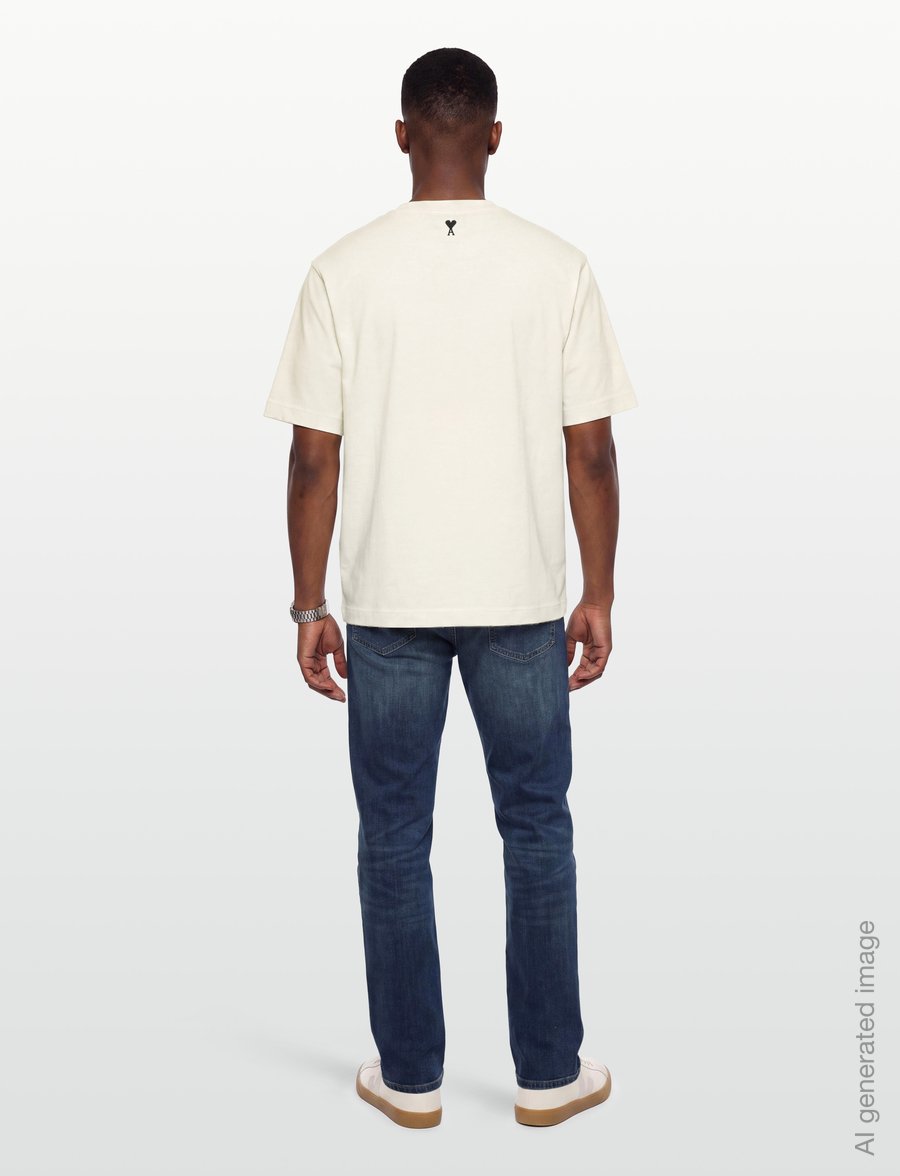 AMI - Short Sleeves T Shirt - kurzärmelige t-shirts - beige - 4