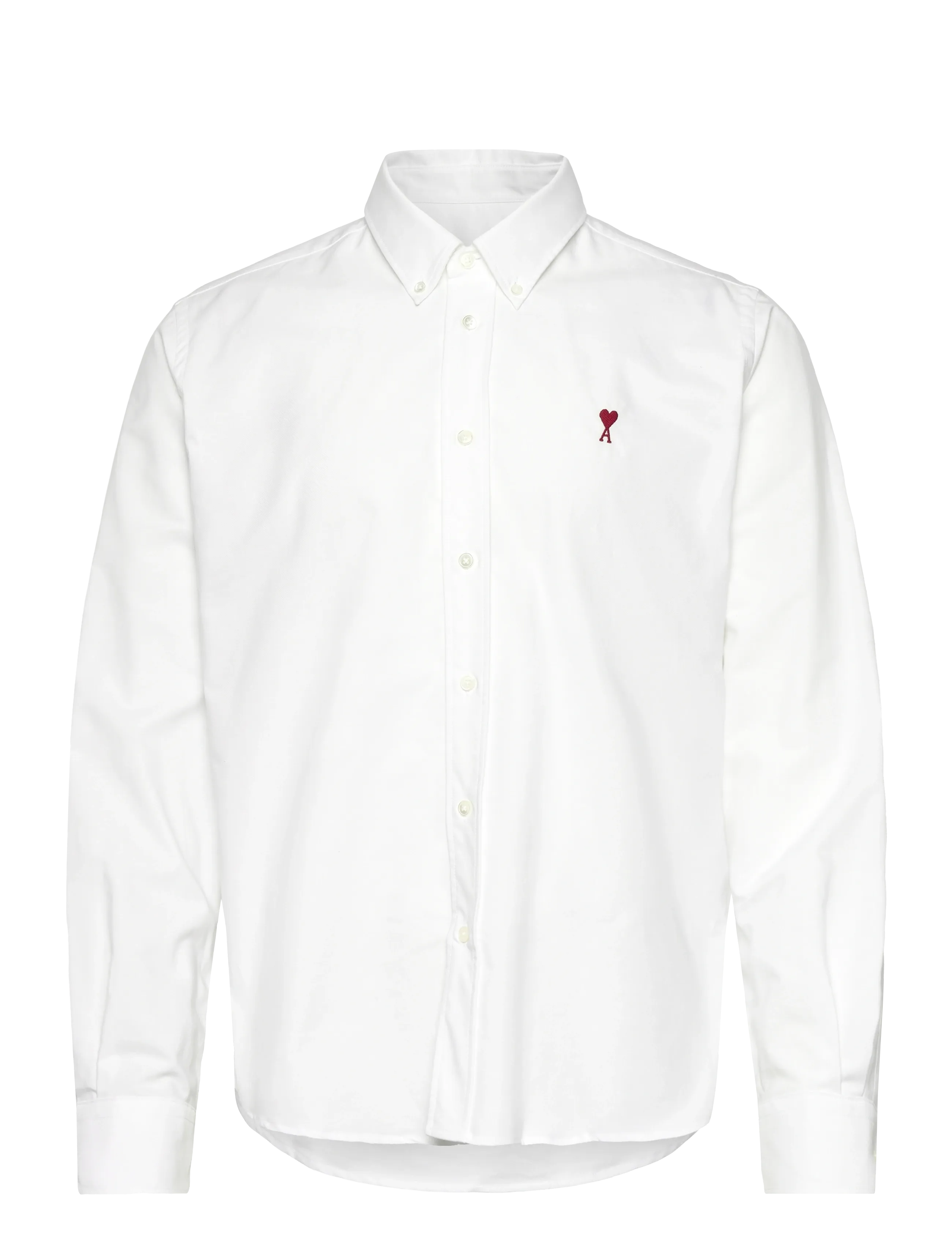 AMI CLASSIC LONG SLEEVE SHIRT BUTTON DOWN COLLAR WITH EMBROIDERED ADC - Särgid - 168 : BLANC NATUREL / white