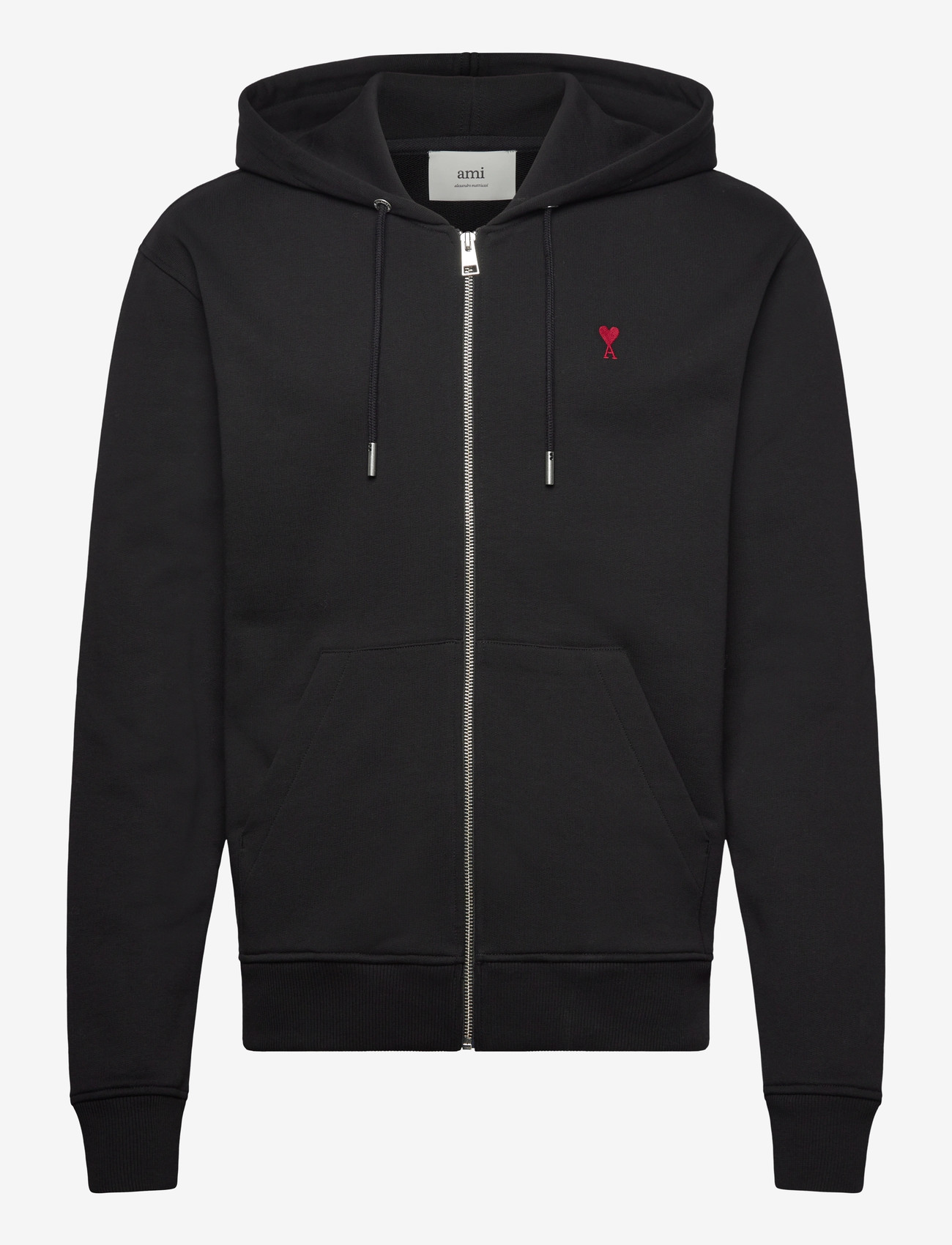 AMI - RED AMI DE COEUR ZIPPED HOODIE - fullzip strik - 001 : noir - 0