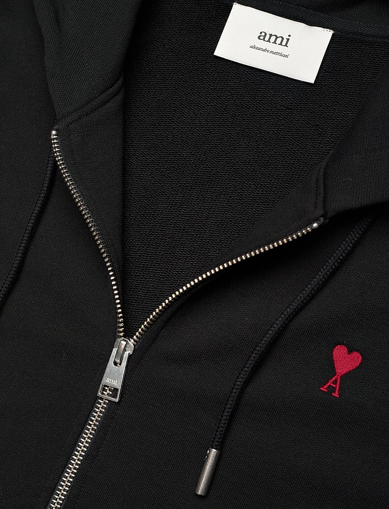 AMI - RED AMI DE COEUR ZIPPED HOODIE - vesten - 001 : noir - 2