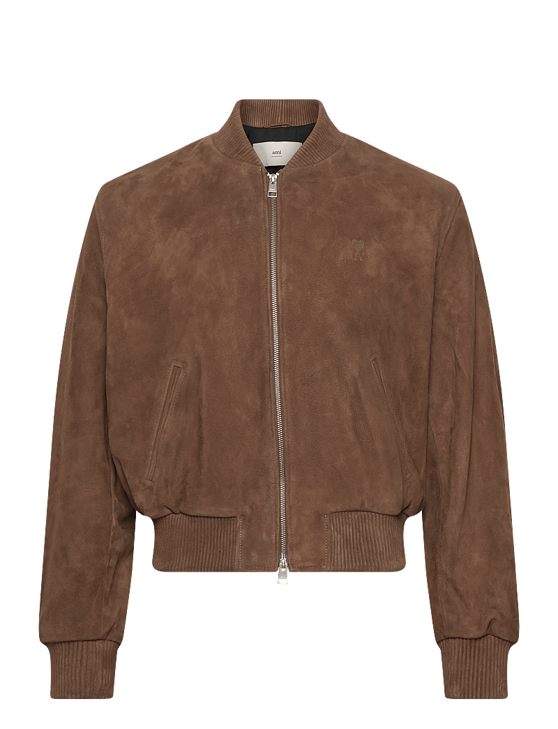 AMI - ZIPPED JACKET WITH EMBOSSED AMI DE COEUR - herbstjacken - 216 : noisette - 0