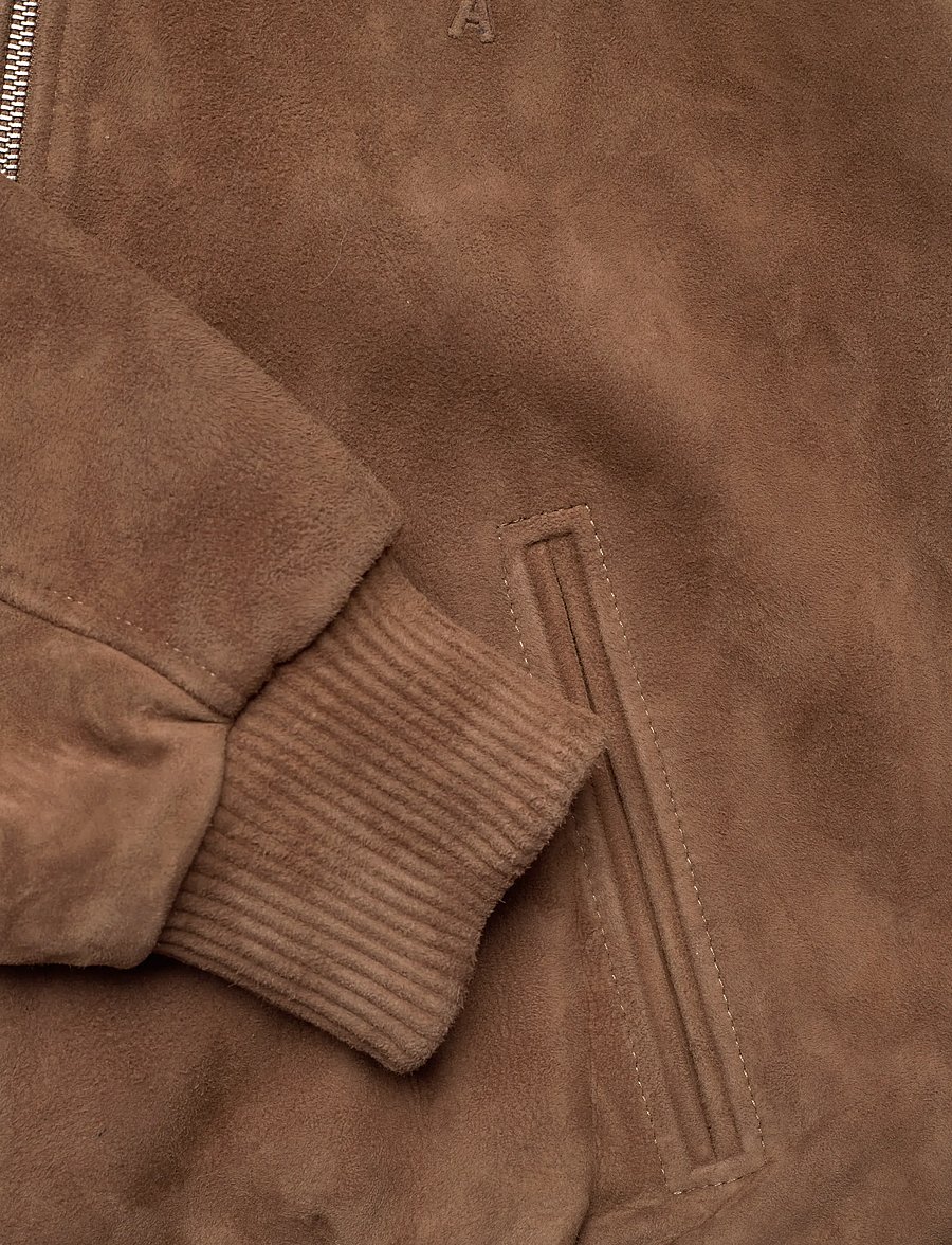 AMI - ZIPPED JACKET WITH EMBOSSED AMI DE COEUR - fall jackets - 216 : noisette - 3
