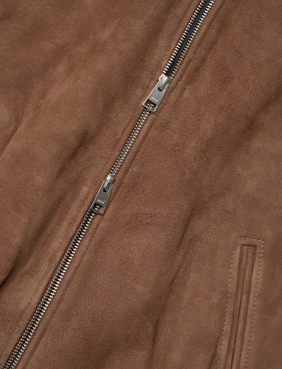 AMI - ZIPPED JACKET WITH EMBOSSED AMI DE COEUR - fall jackets - 216 : noisette - 5