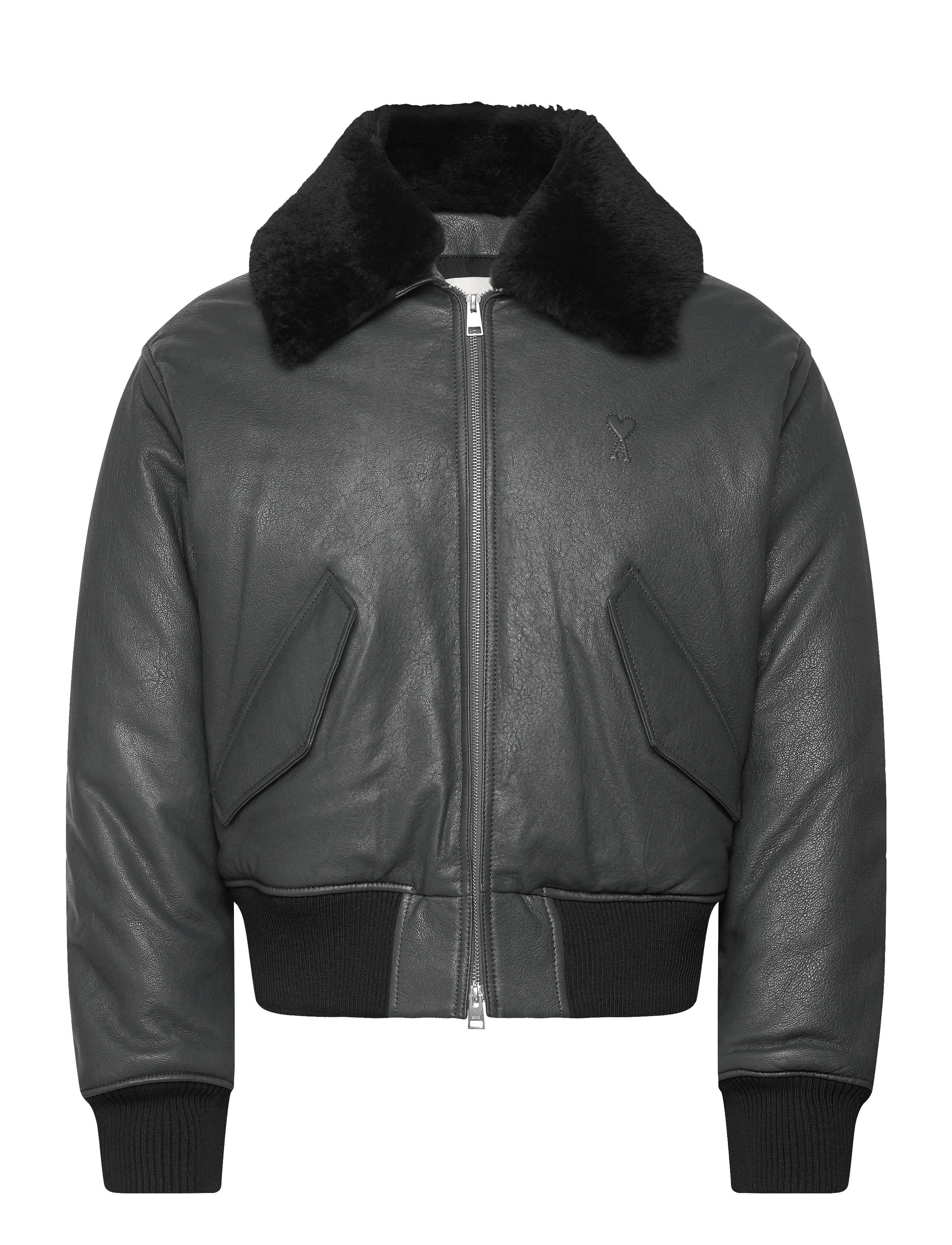 AMI Leather Zipped Jacket