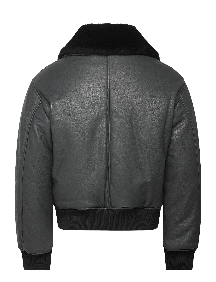 AMI - LEATHER ZIPPED JACKET - herbstjacken - 020 : anthracite - 1