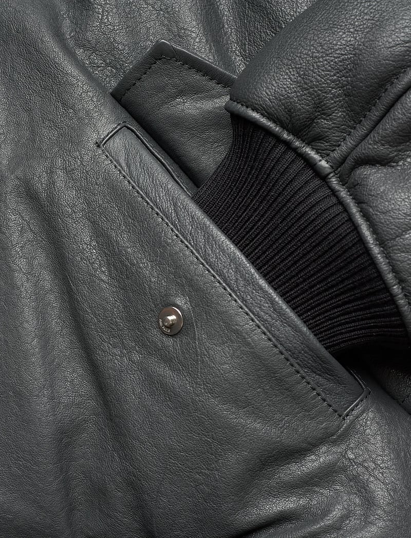 AMI - LEATHER ZIPPED JACKET - vårjackor - 020 : anthracite - 3