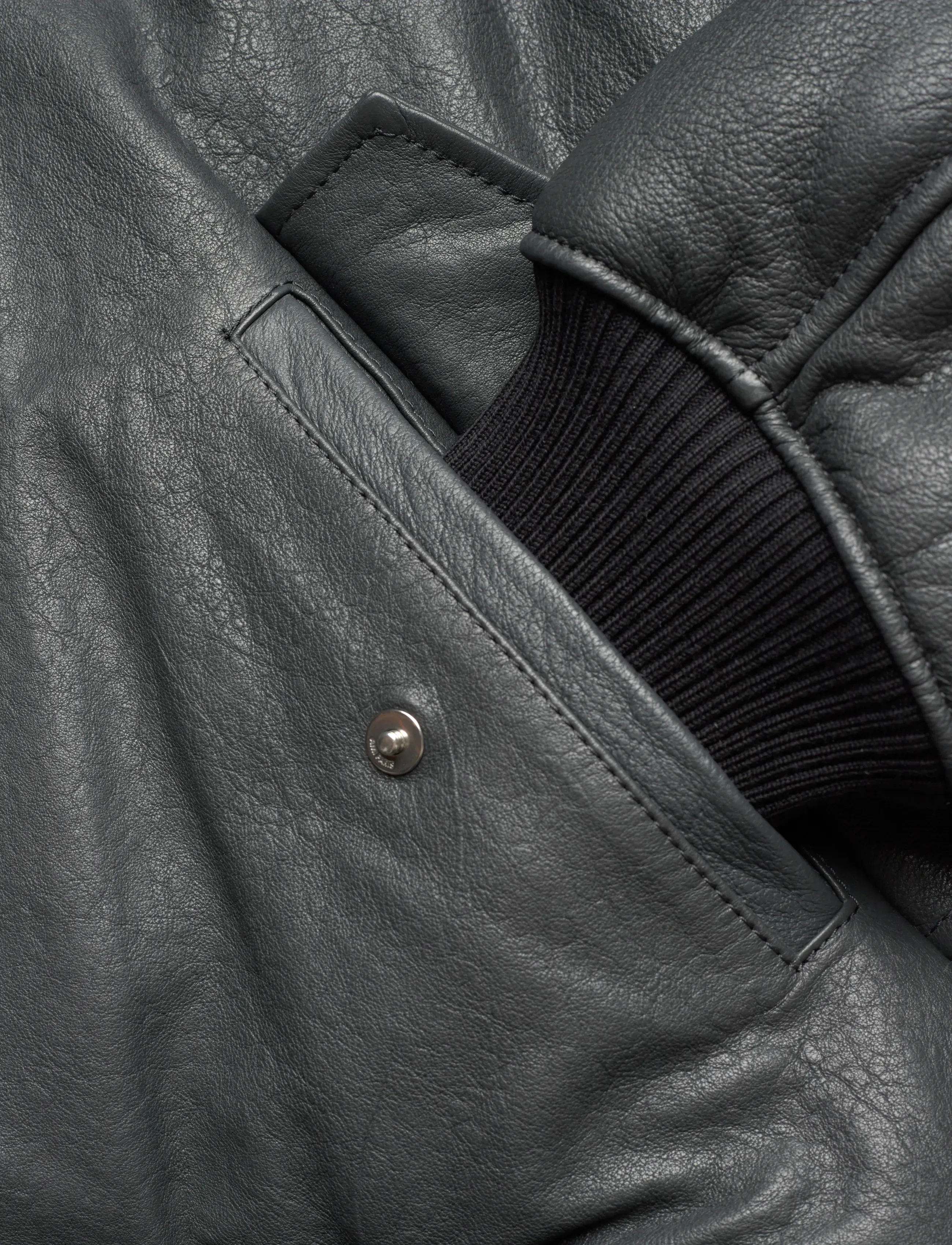 AMI - LEATHER ZIPPED JACKET - frühlingsjacken - 020 : anthracite - 3