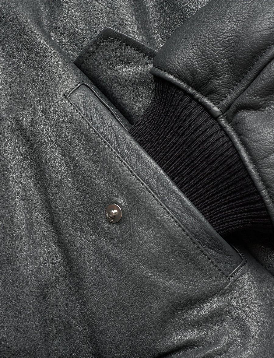 AMI - LEATHER ZIPPED JACKET - herbstjacken - 020 : anthracite - 3