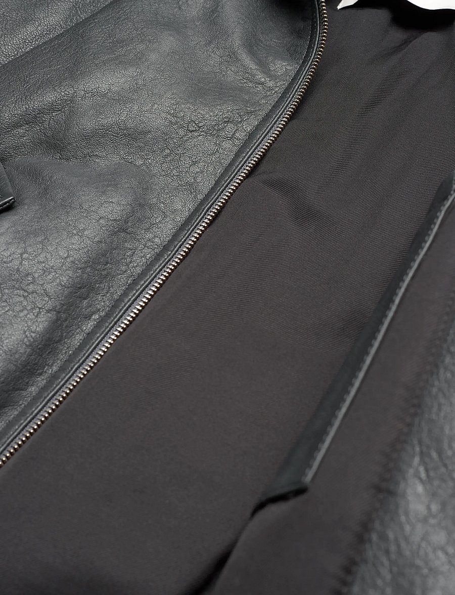 AMI - LEATHER ZIPPED JACKET - herbstjacken - 020 : anthracite - 4