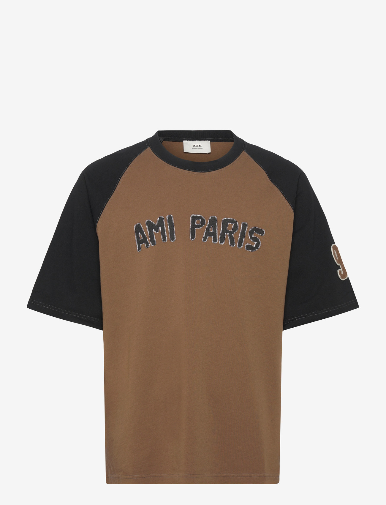 AMI - SHORT SLEEVES TEESHIRT PATCH - short-sleeved t-shirts - 2162 : noisette/noir - 0