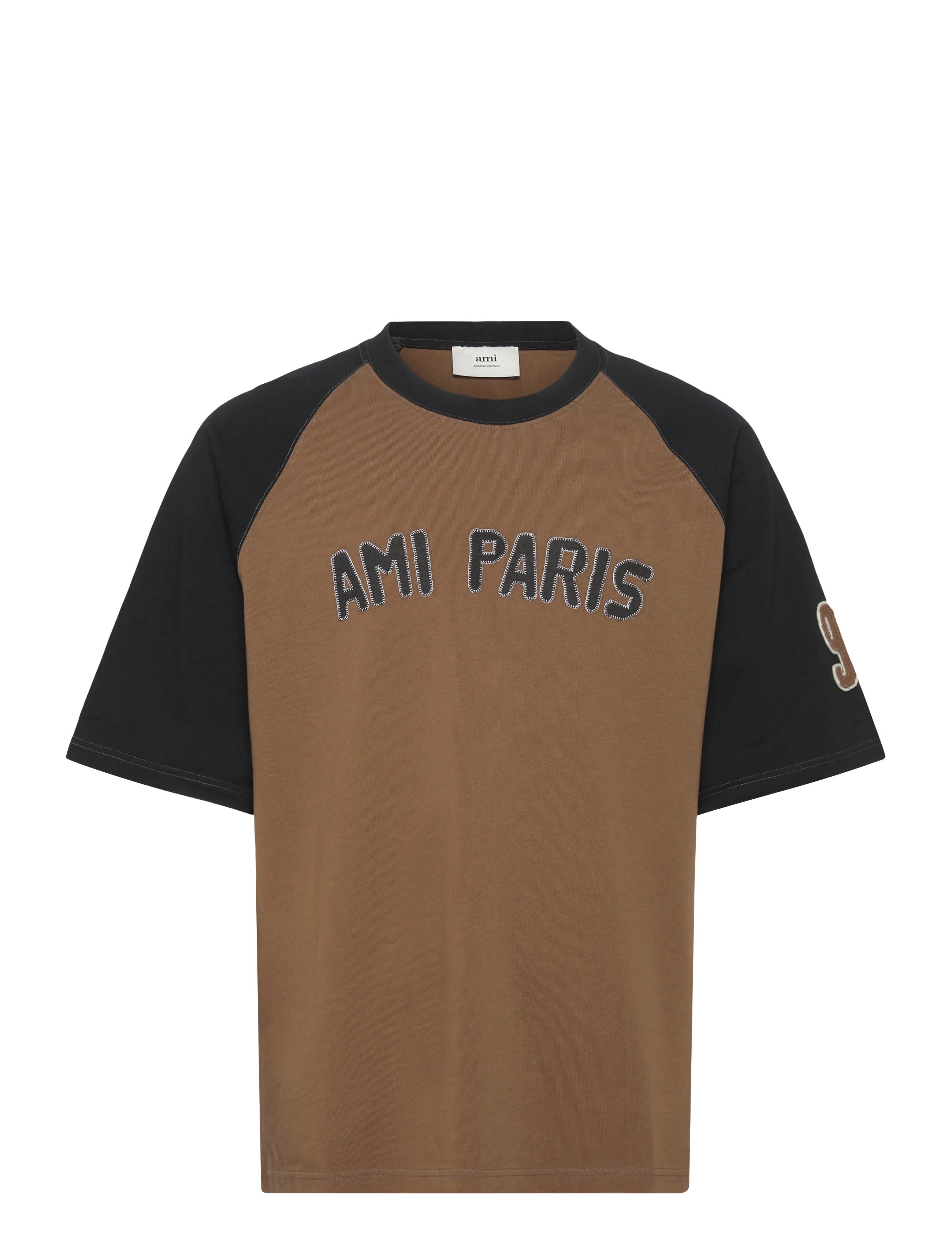 AMI SHORT SLEEVES TEESHIRT PATCH - T-Shirts - 2162 : NOISETTE/NOIR / brown