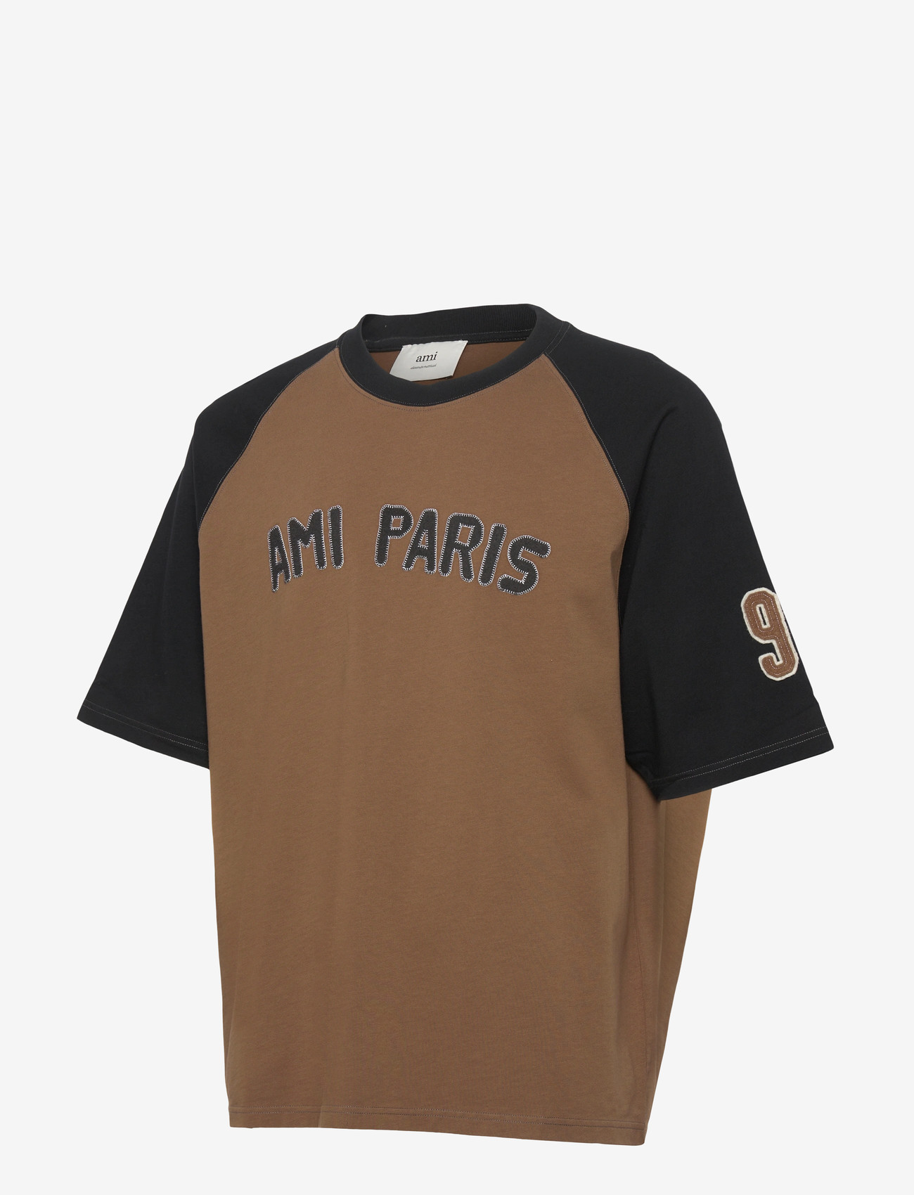 AMI - SHORT SLEEVES TEESHIRT PATCH - short-sleeved t-shirts - 2162 : noisette/noir - 2