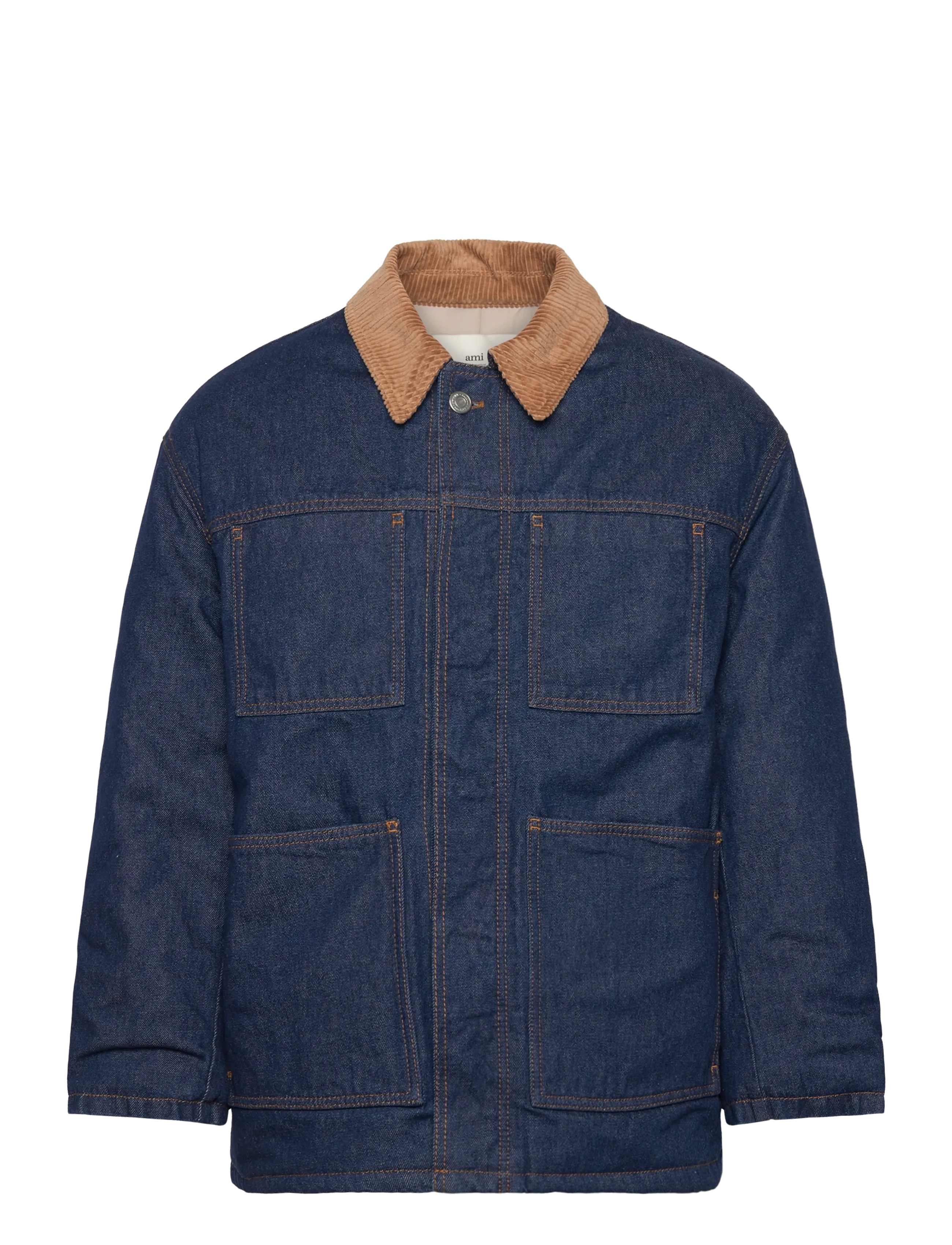 AMI Padded Worker Jacket, M, Blue, Denim > Lined Denim Jackets, Herre