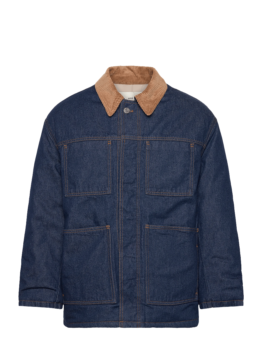 AMI - PADDED WORKER JACKET - lined denim jackets - 402 : indigo - 0
