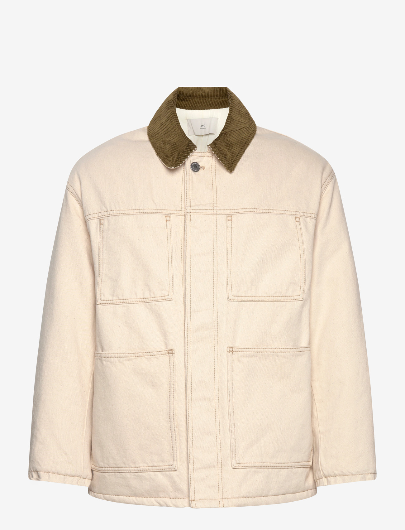 AMI - PADDED WORKER JACKET - fodrade jeansjackor - 150 : ecru - 0