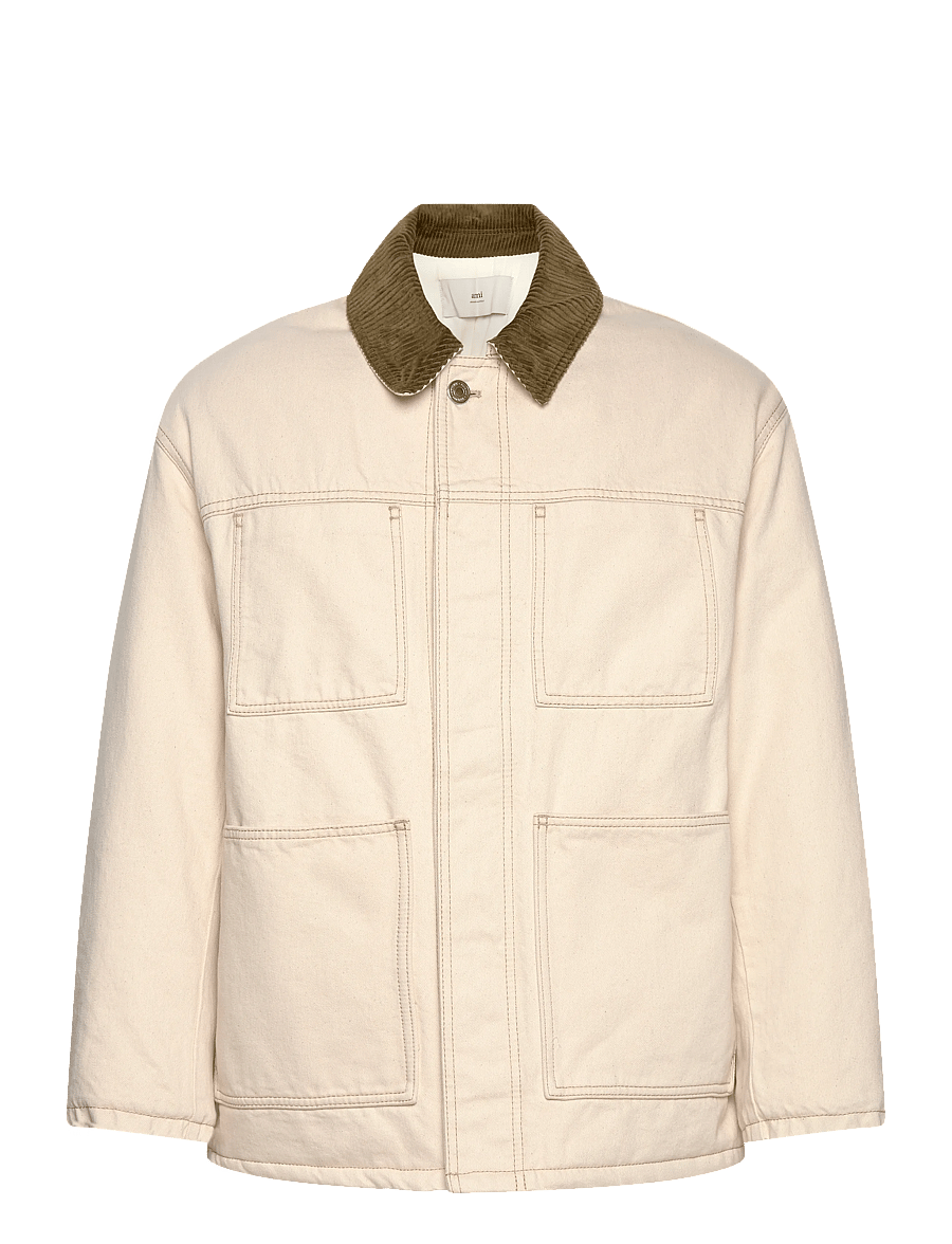 AMI - PADDED WORKER JACKET - lined denim jackets - 150 : ecru - 0