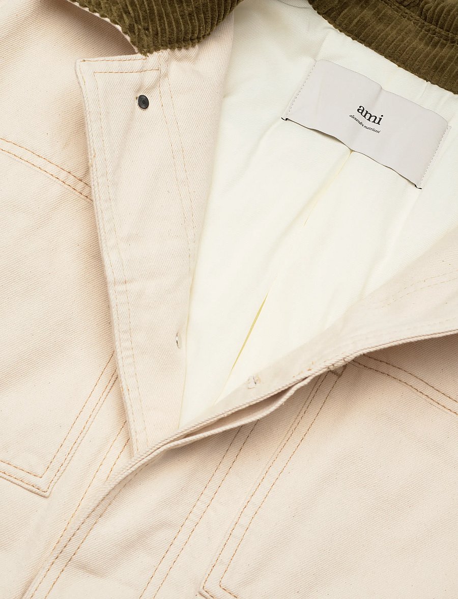AMI - PADDED WORKER JACKET - lined denim jackets - 150 : ecru - 2