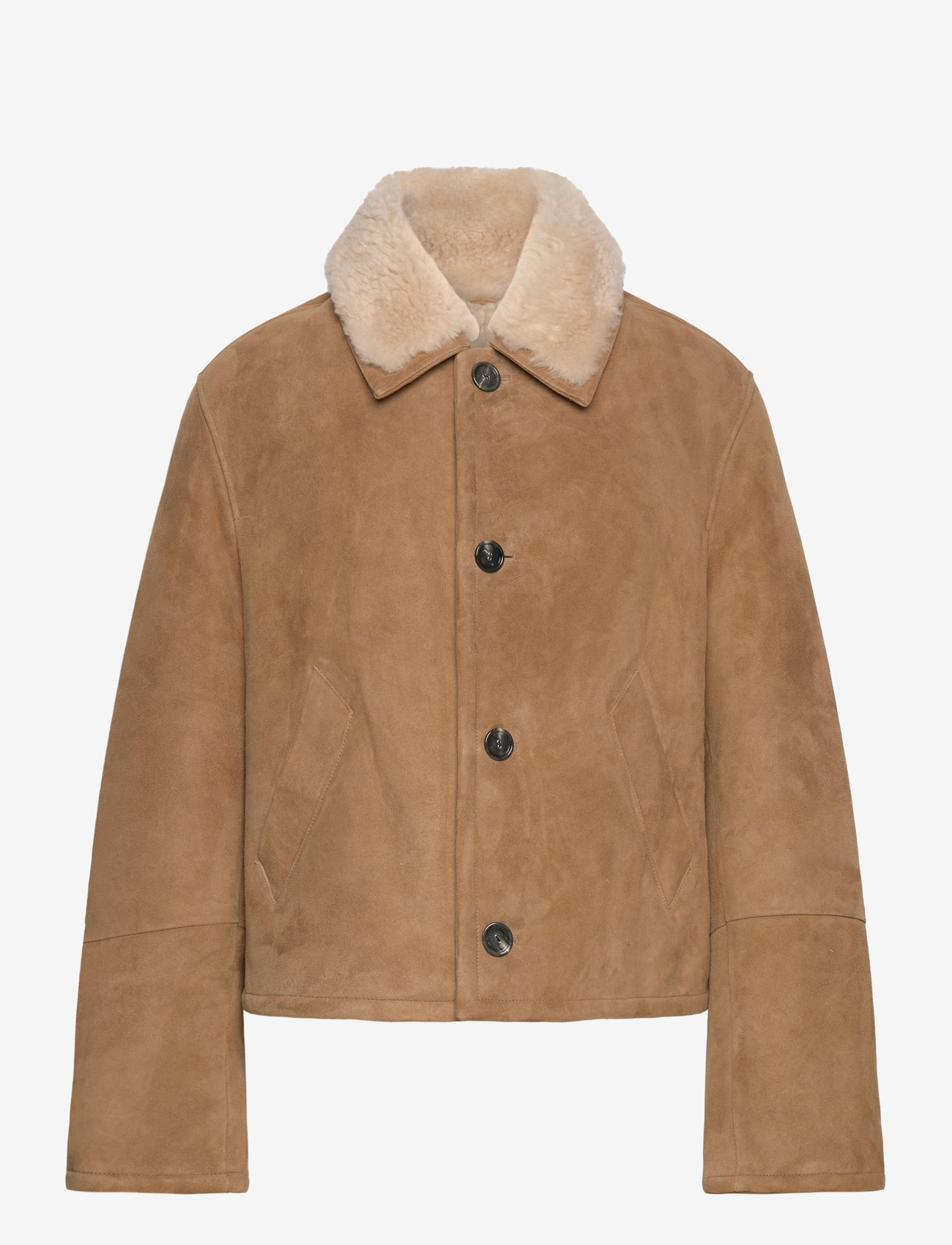 AMI - SHEARLING BUTTONNED JACKET - frühlingsjacken - 280 : camel - 0