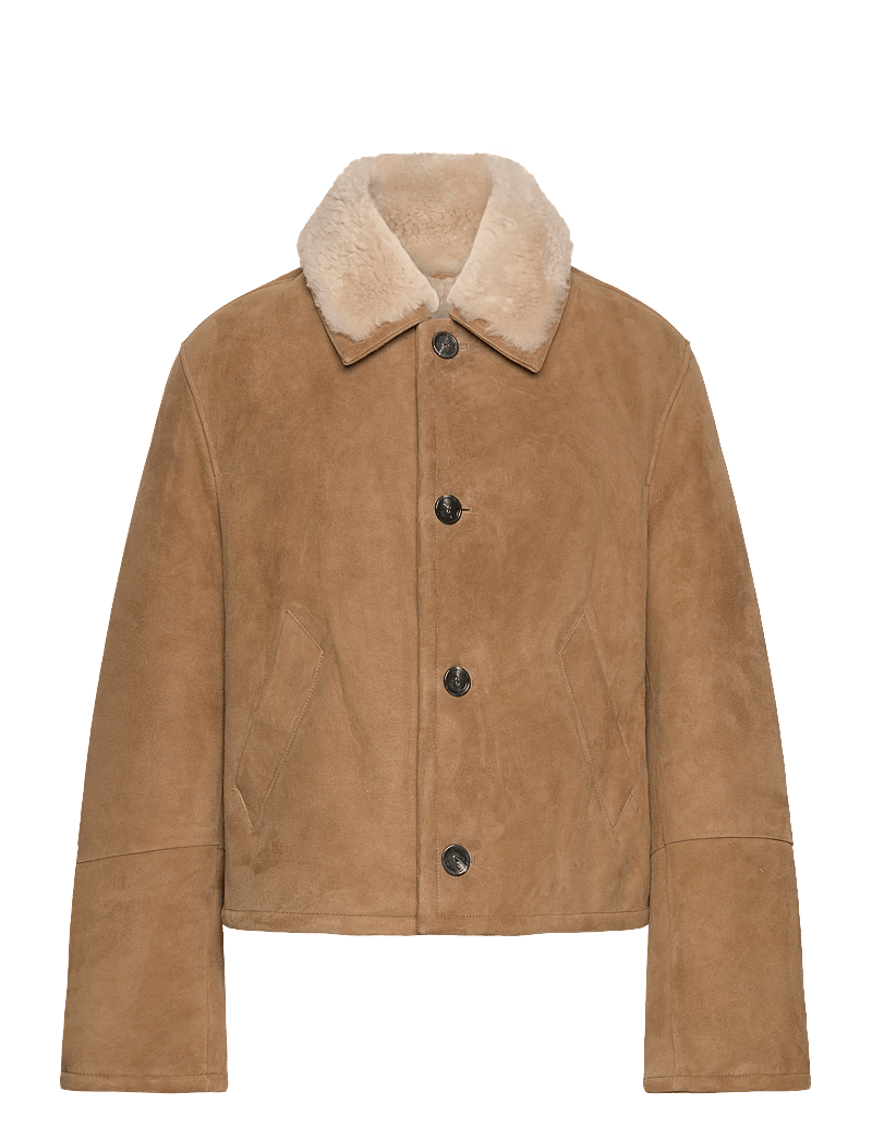 AMI - SHEARLING BUTTONNED JACKET - frühlingsjacken - 280 : camel - 0