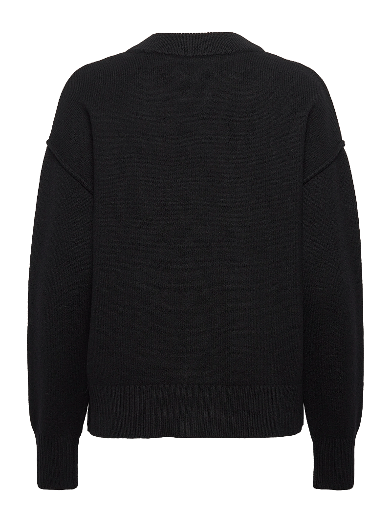 AMI - CARDIGAN WITH CONTRASTED AMI DE COEUR - kardiganid - 009 : noir/rouge - 1