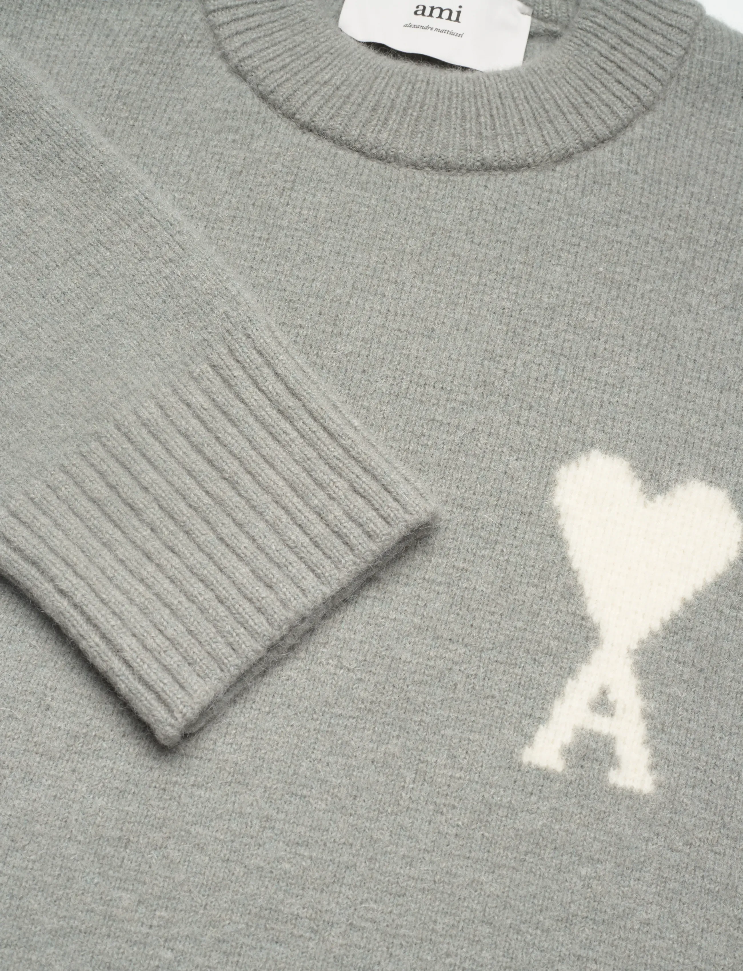 AMI - AMI DE COEUR CREWNECK SWEATER - 058 : gris/ecru - 2