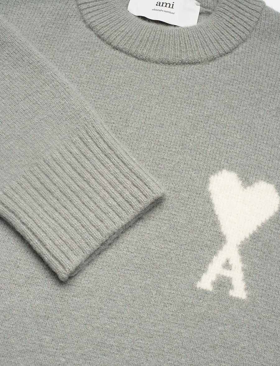 AMI - AMI DE COEUR CREWNECK SWEATER - 058 : gris/ecru - 2